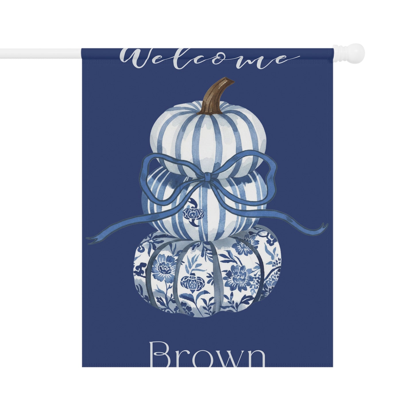 Blue Floral Pumpkin Welcome garden flag | House Banner