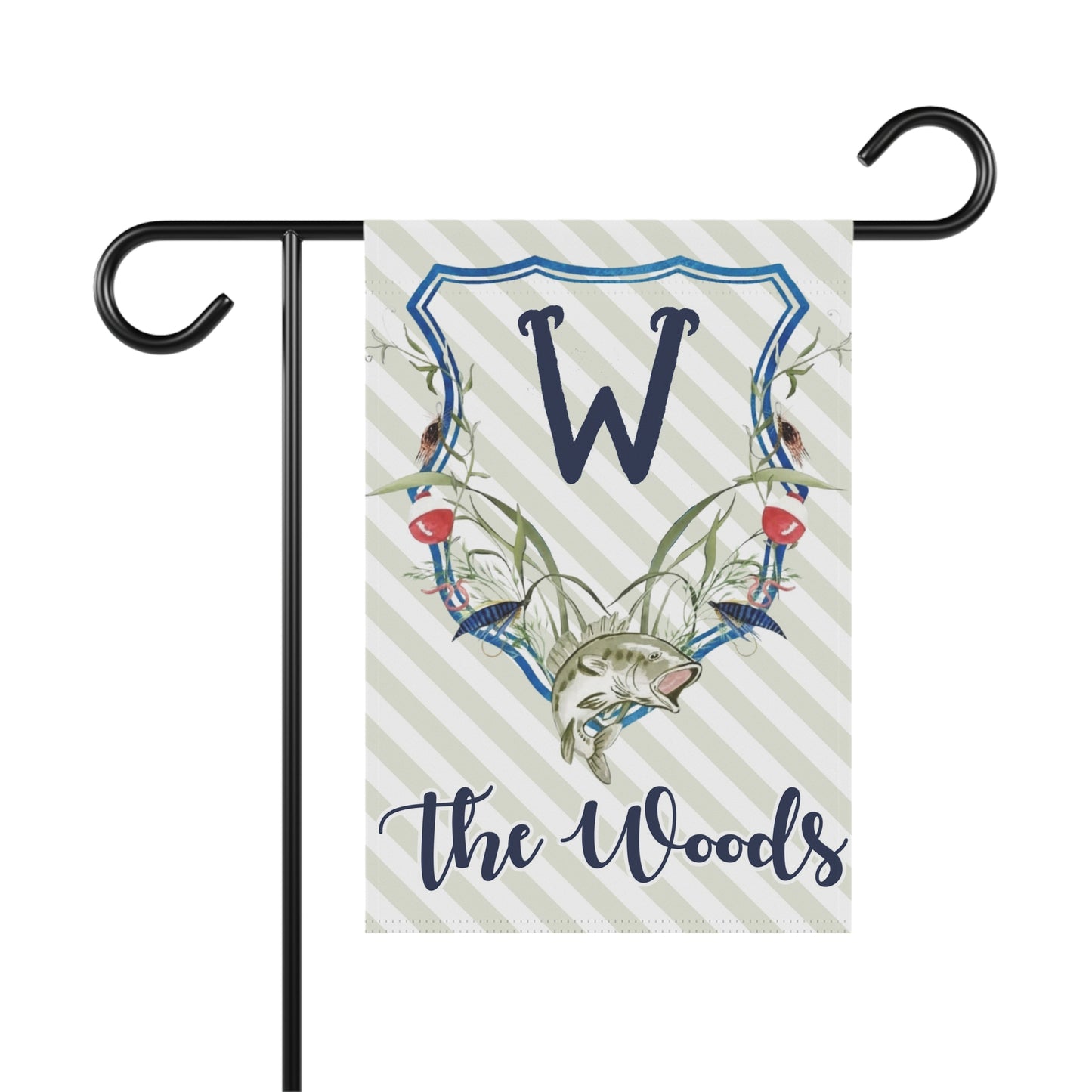 Personalized Fishing Crest Garden Flag