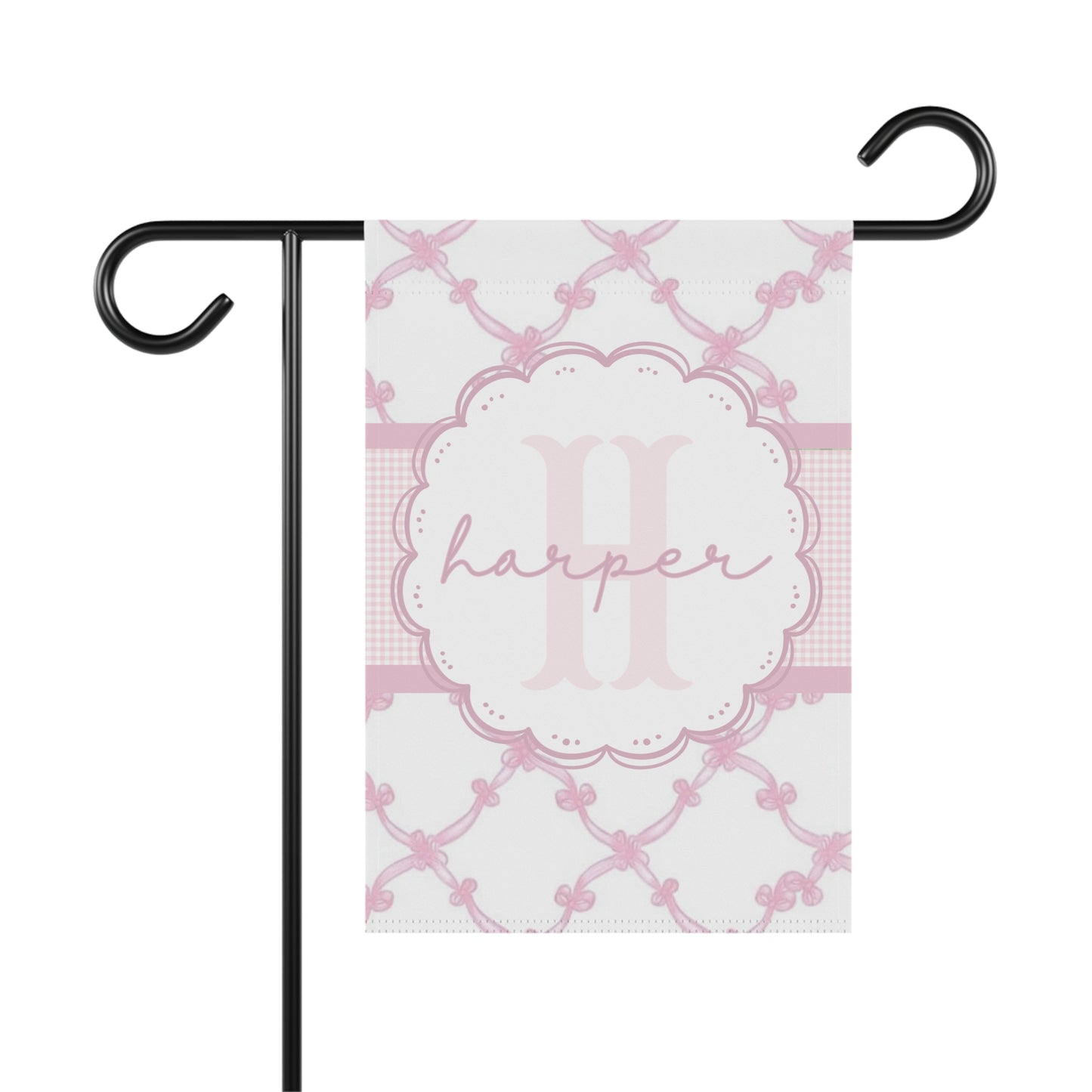 Personalized Pink Bow Garden Flag