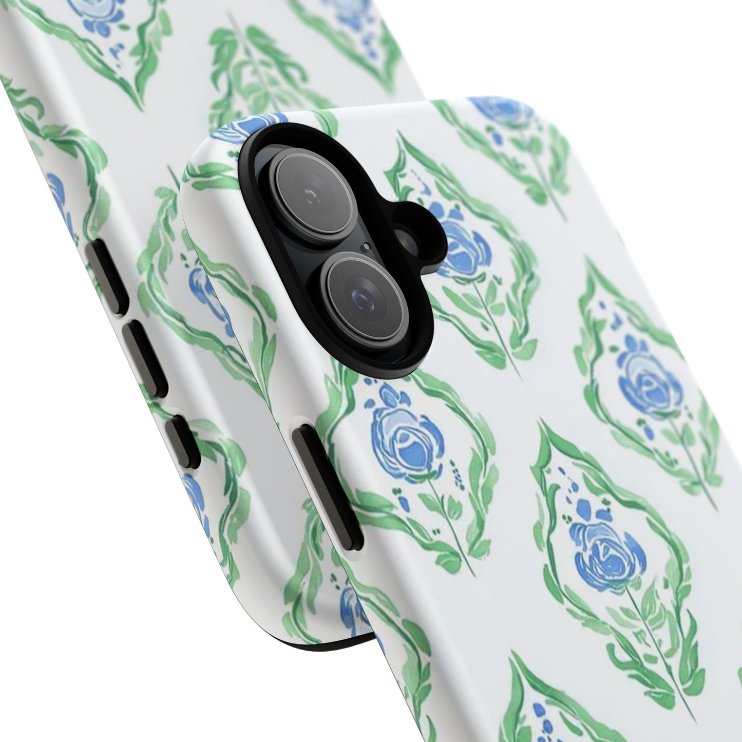 Blue Rose Grandmillennial Monogram Phone Case Personalized