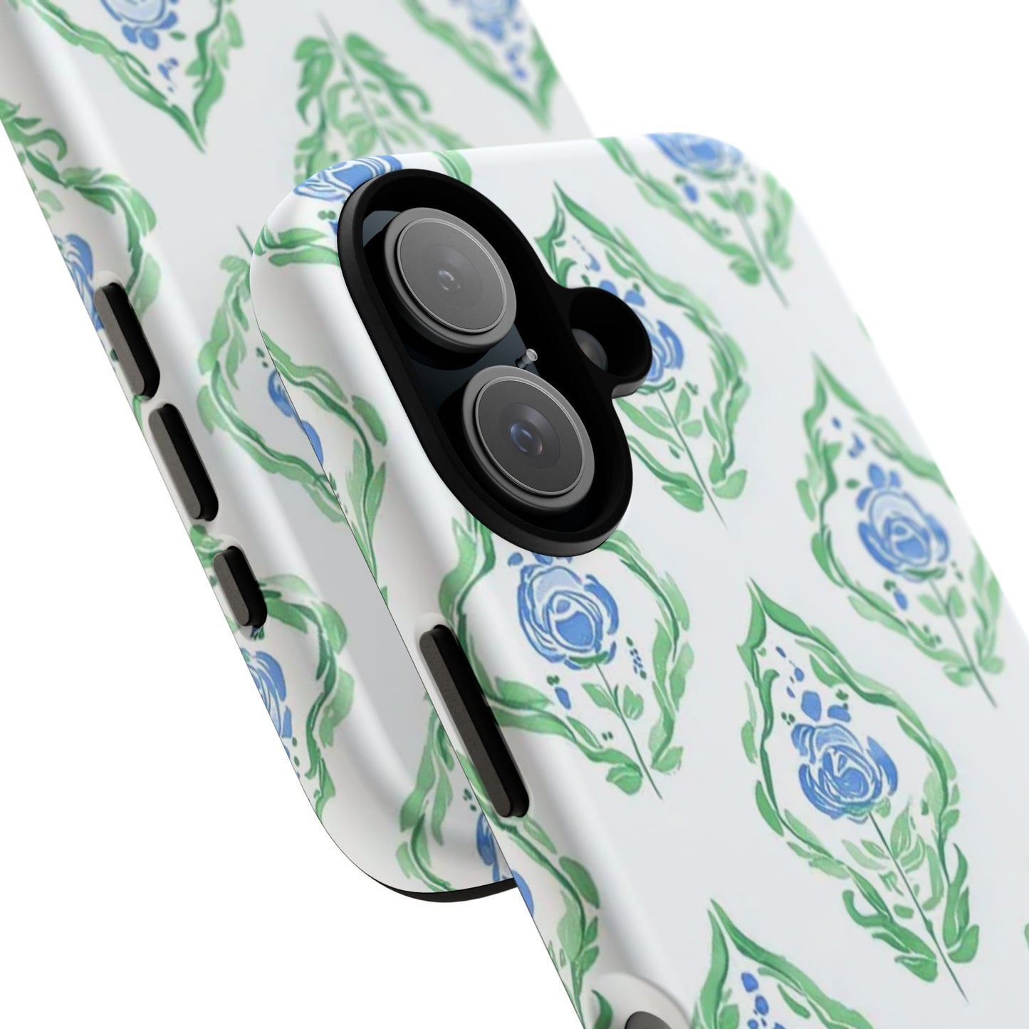 Blue Rose Grandmillennial Monogram Phone Case Personalized