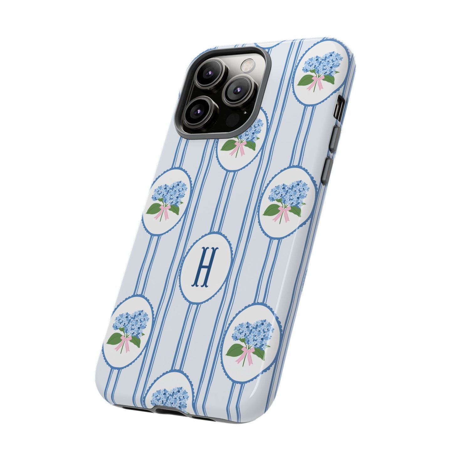 Blue Hydrangea Personalized Preppy Phone Case