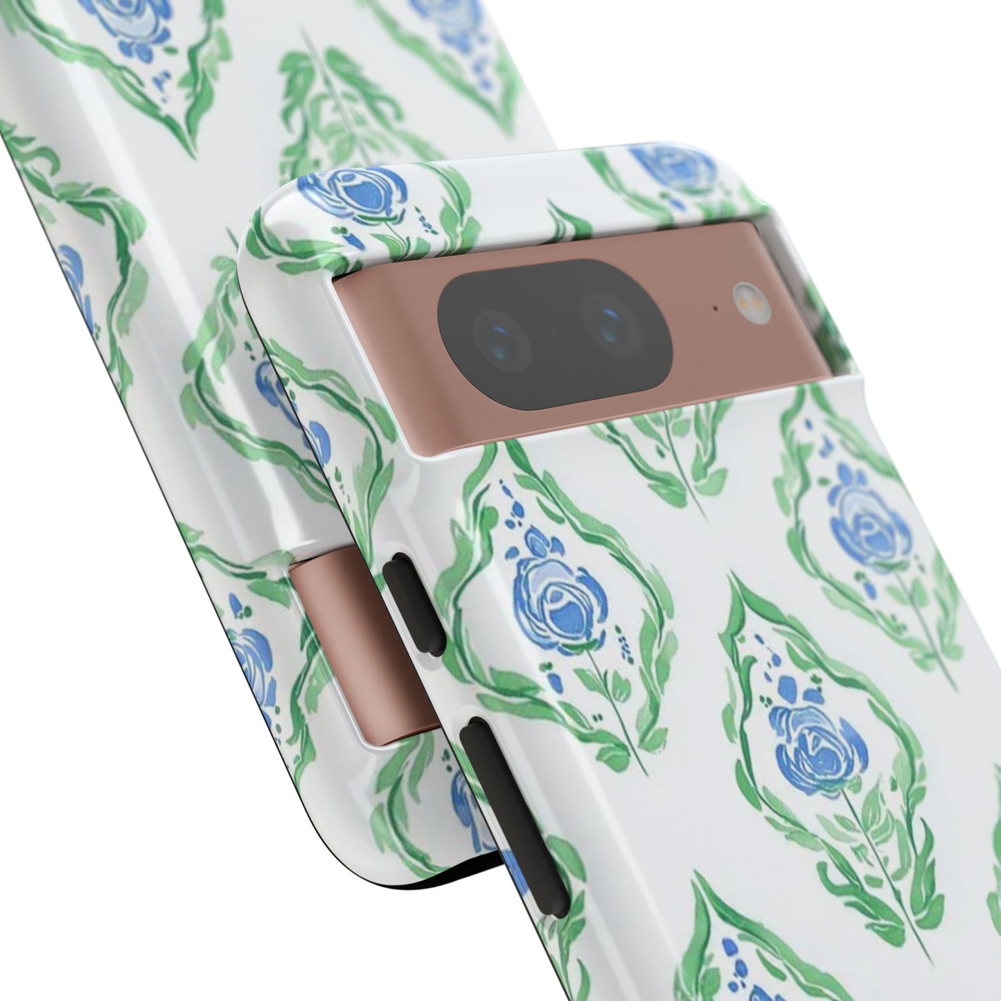 Blue Rose Grandmillennial Monogram Phone Case Personalized