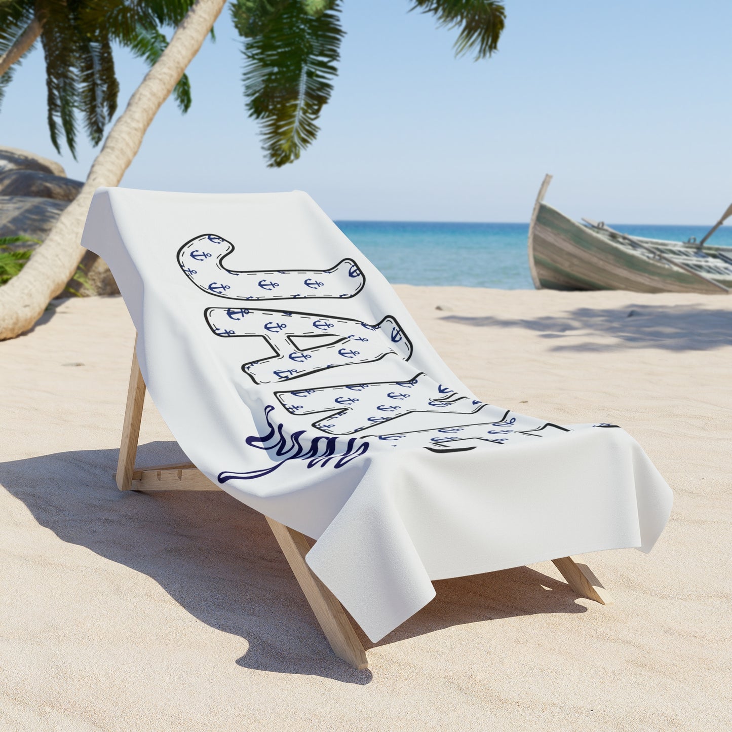 Personalized Nautical Anchor Beach Towel 