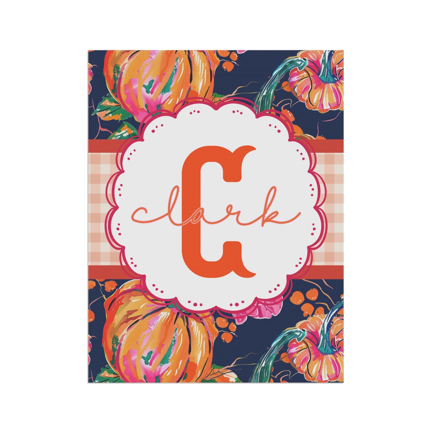Personalized Pumpkin Garden Flag  Custom Fall Yard Flag  Autumn Porch Decor with Name  Monogram Outdoor Flag  Thanksgiving Housewarming Gift