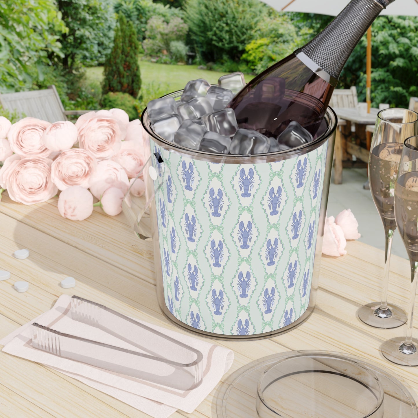 Preppy Lobster Ice Bucket with Tongs