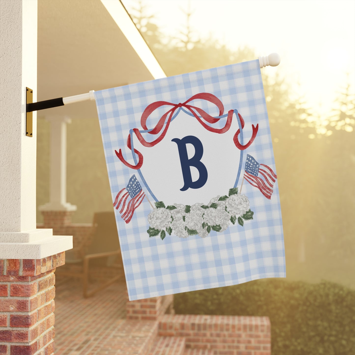 Patriotic Crest Monogram Garden Flag
