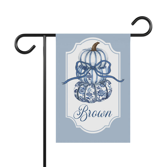 Blue Toile Pumpkins Garden Flag | House Banner, Personalized Name