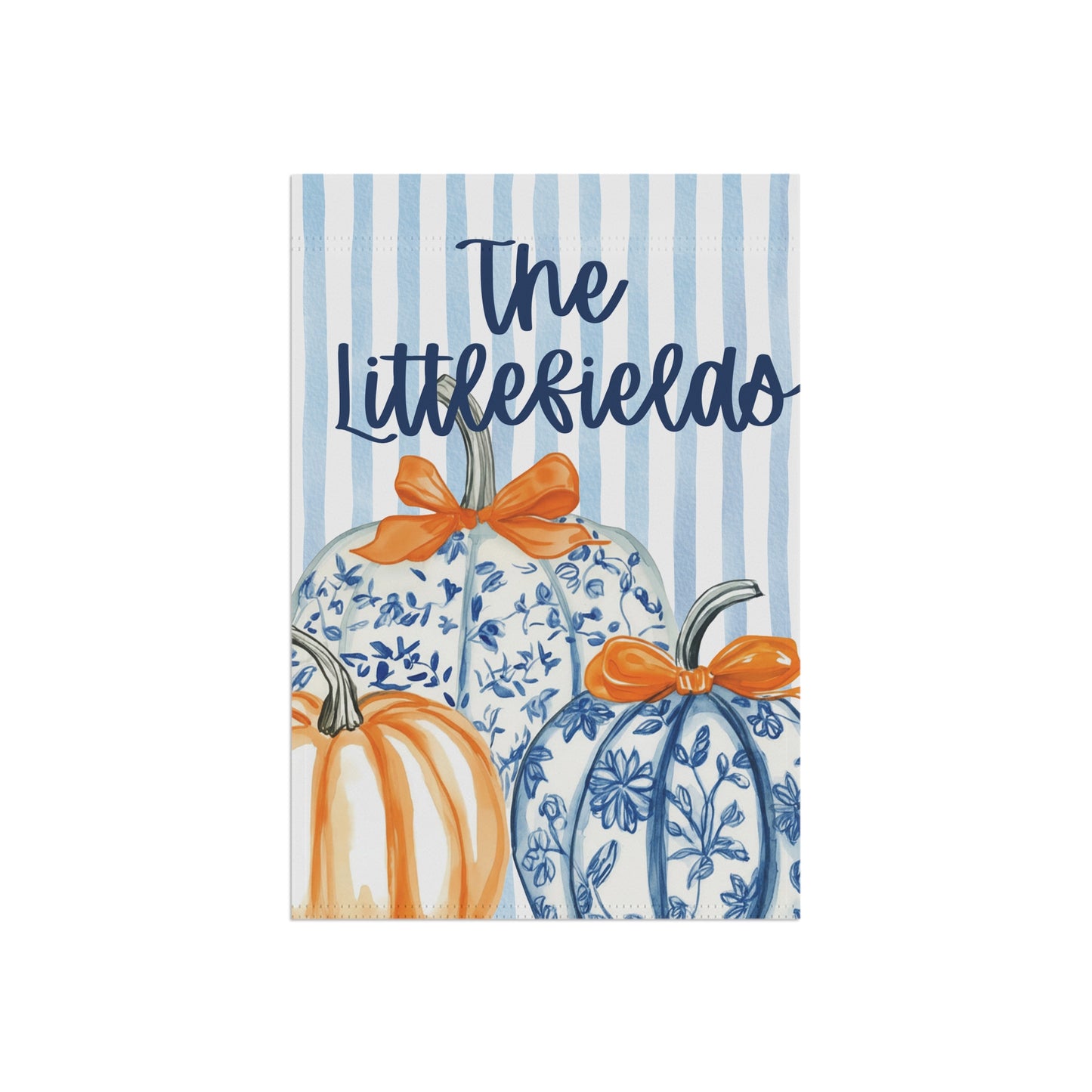 Blue Floral Pumpkins Garden Flag |