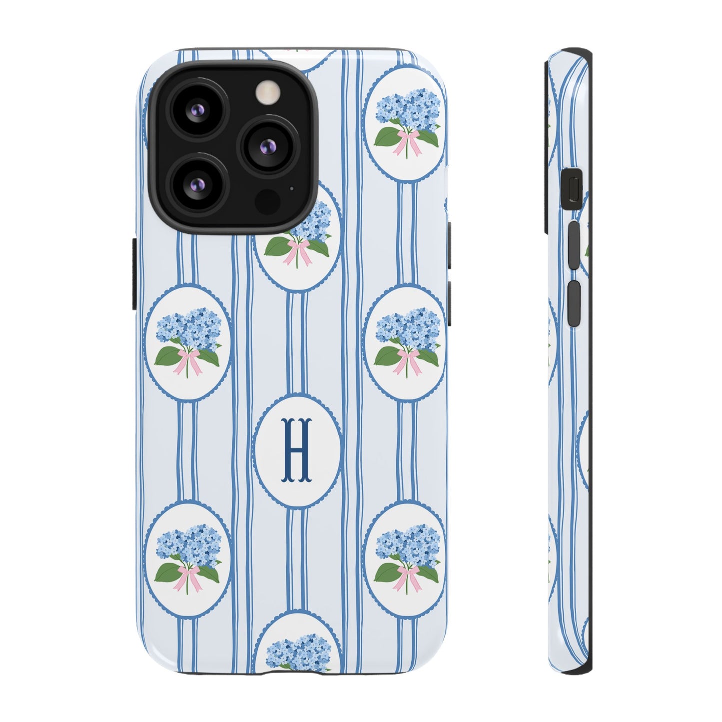 Blue Hydrangea Personalized Preppy Phone Case