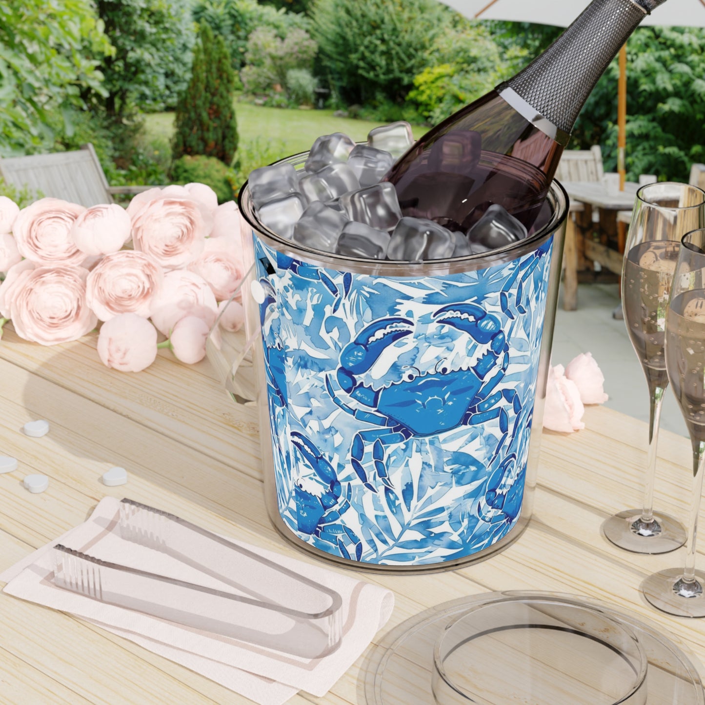 Preppy Blue Crab Ice Bucket
