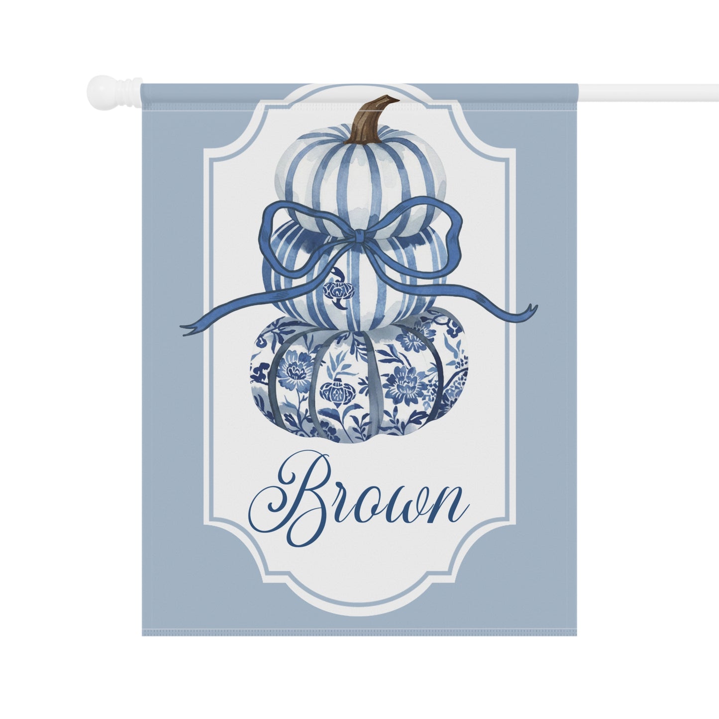 Blue Toile Pumpkins Garden Flag | House Banner, Personalized Name
