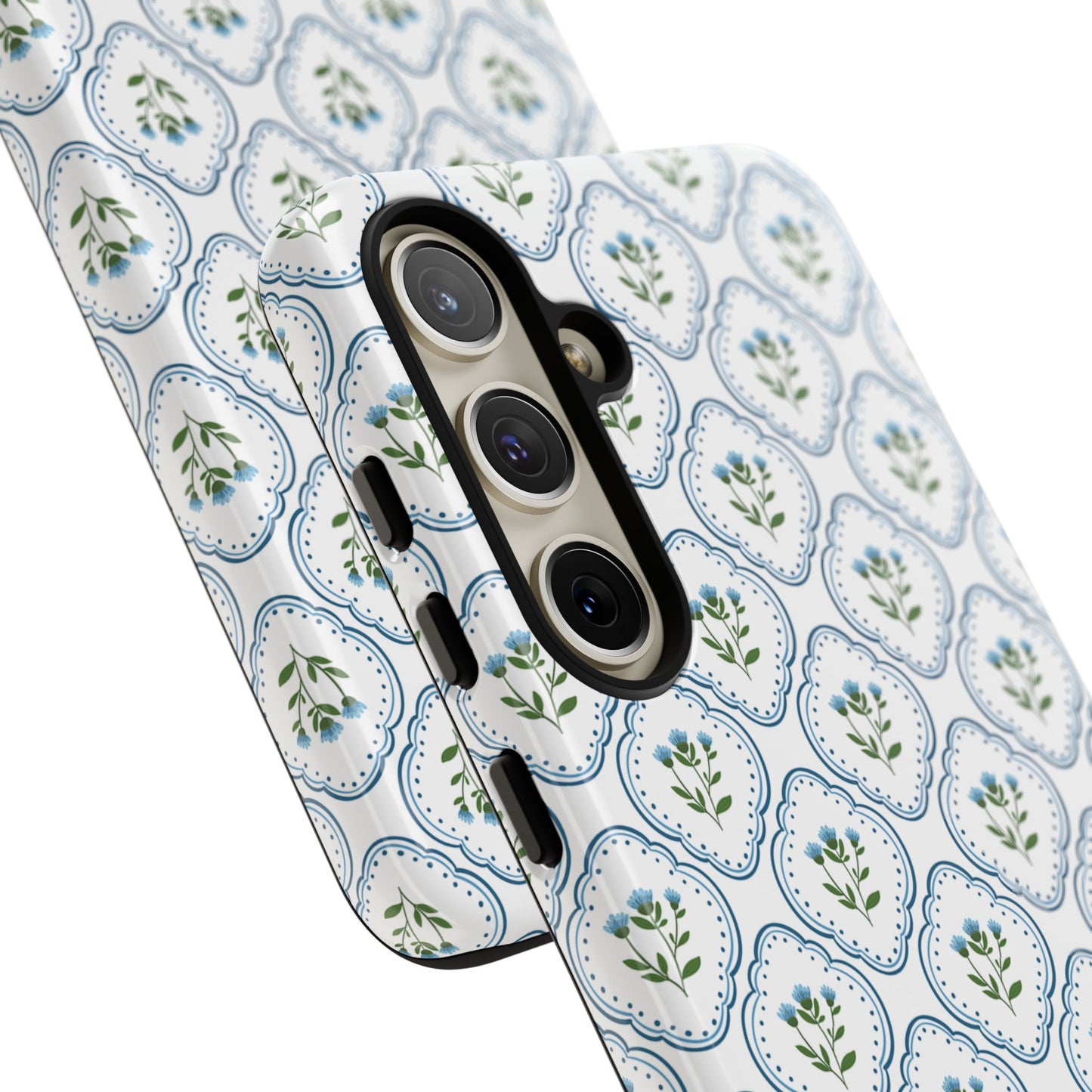 Blue Cottage Floral Monogram phone case