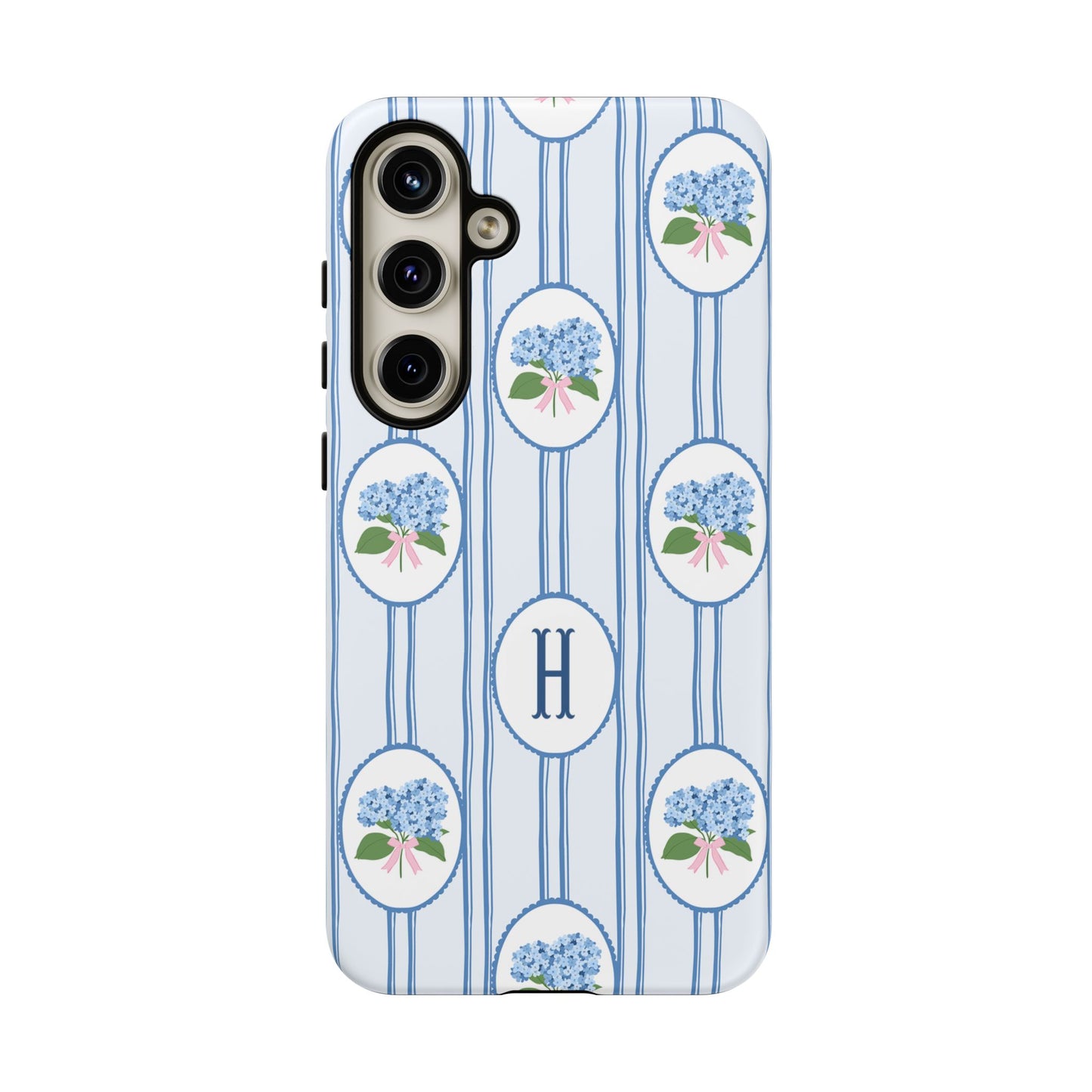 Blue Hydrangea Personalized Preppy Phone Case
