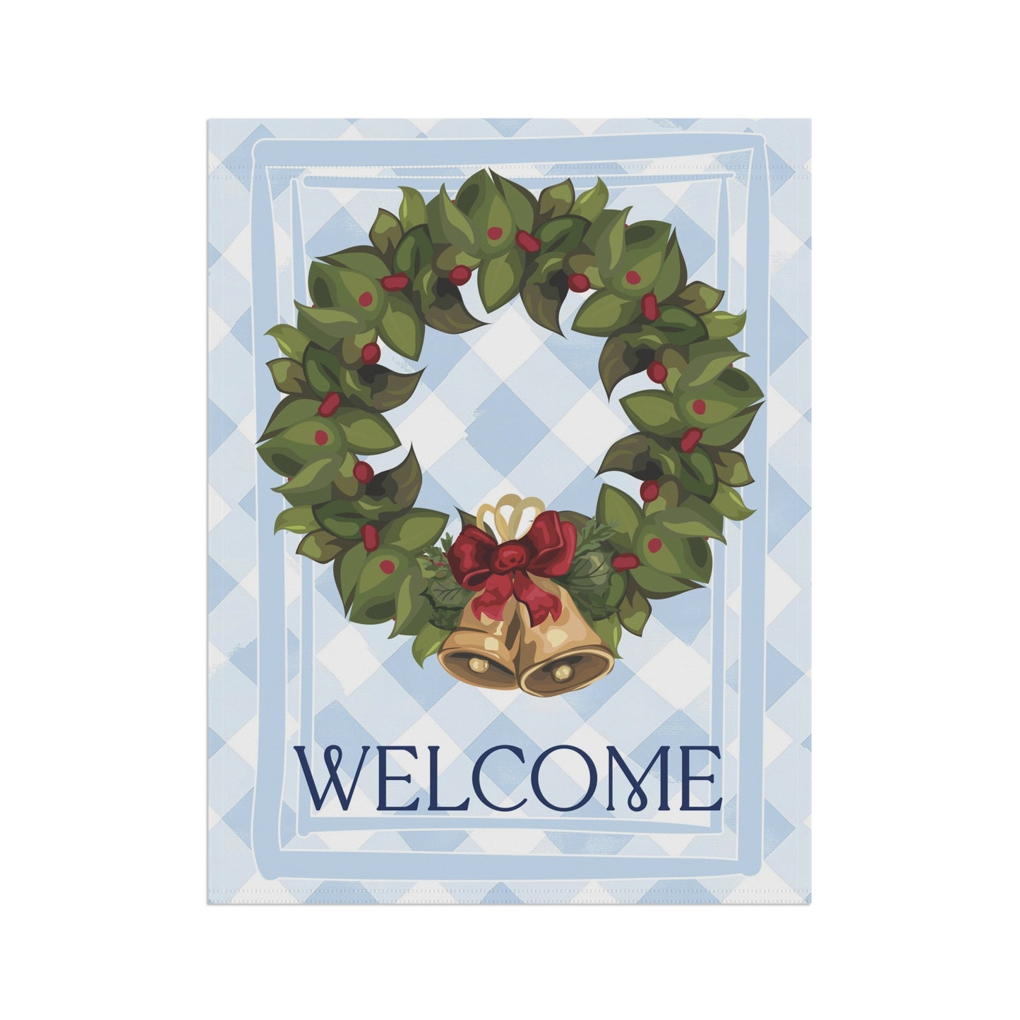 Wreath with Bells Welcome Garden Flag | House Banner, Christmas Porch Decor