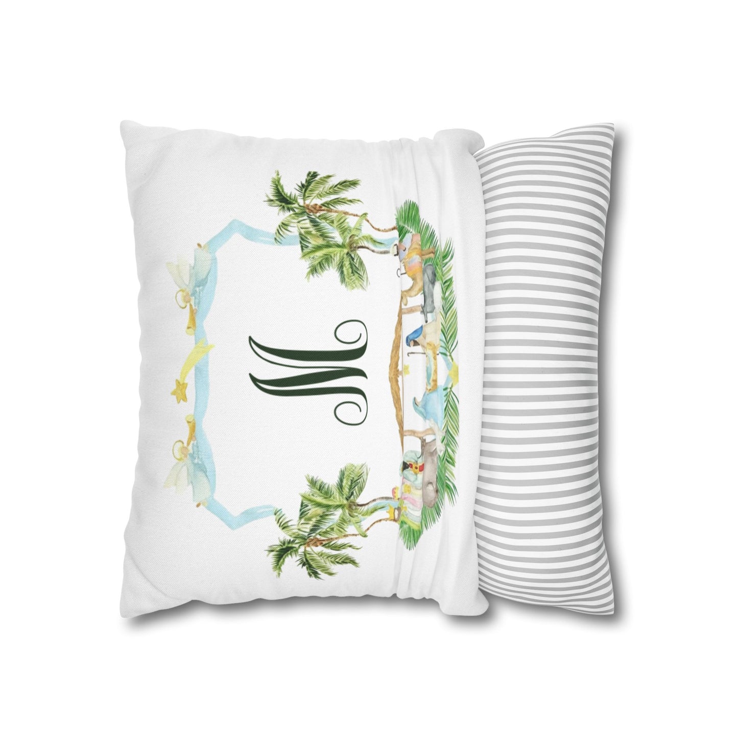 Monogram M Palm Trees Nativity Pillowcase | Square Pillowcase