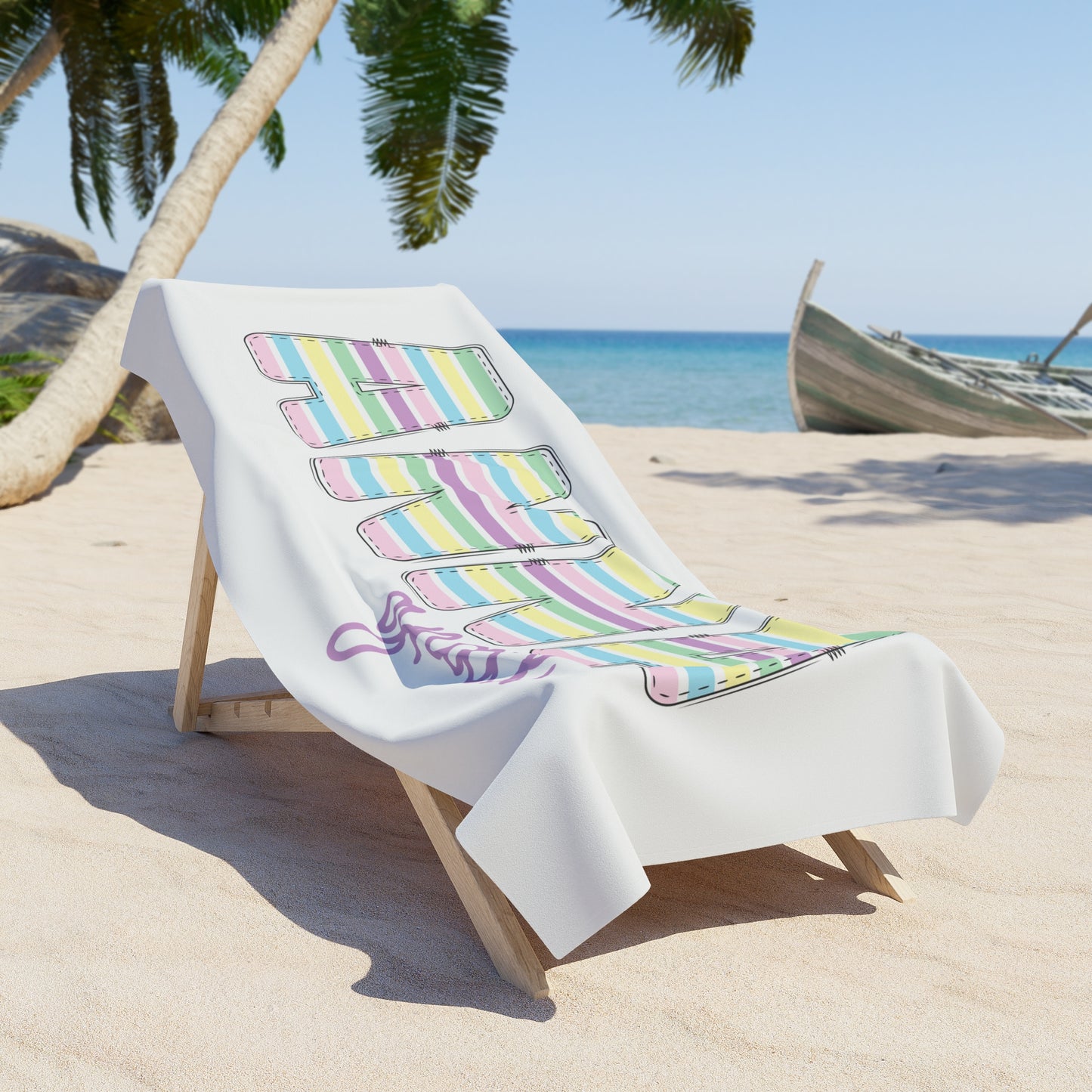 Personalized Pastel Stripe Beach Towel