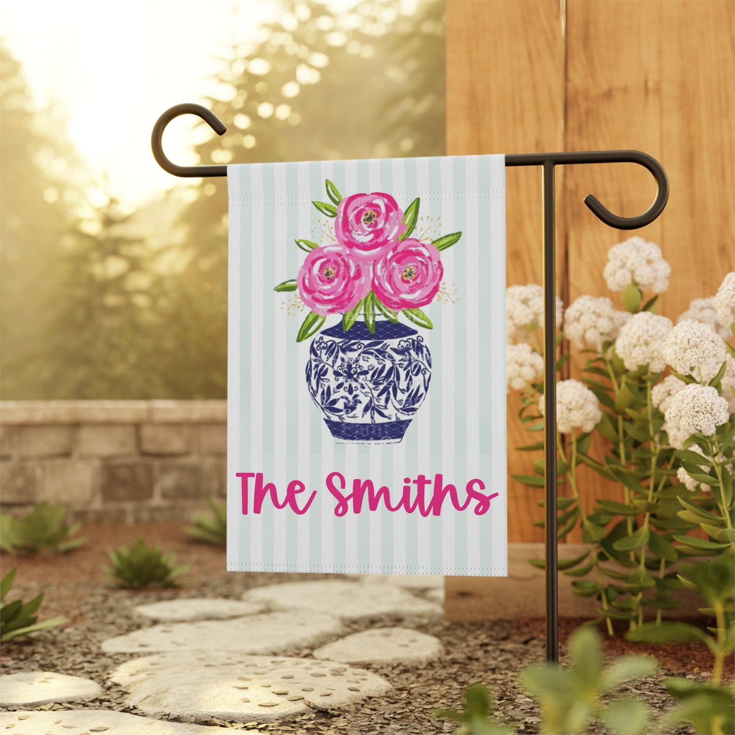 Personalized Chinoiserie Vase Floral Garden Flag