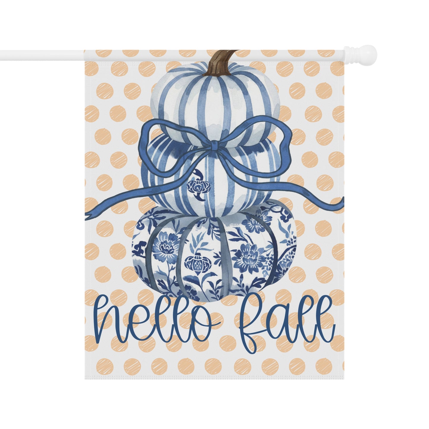 Blue Floral Pumpkins Hello Fall Garden Flag | House Banner