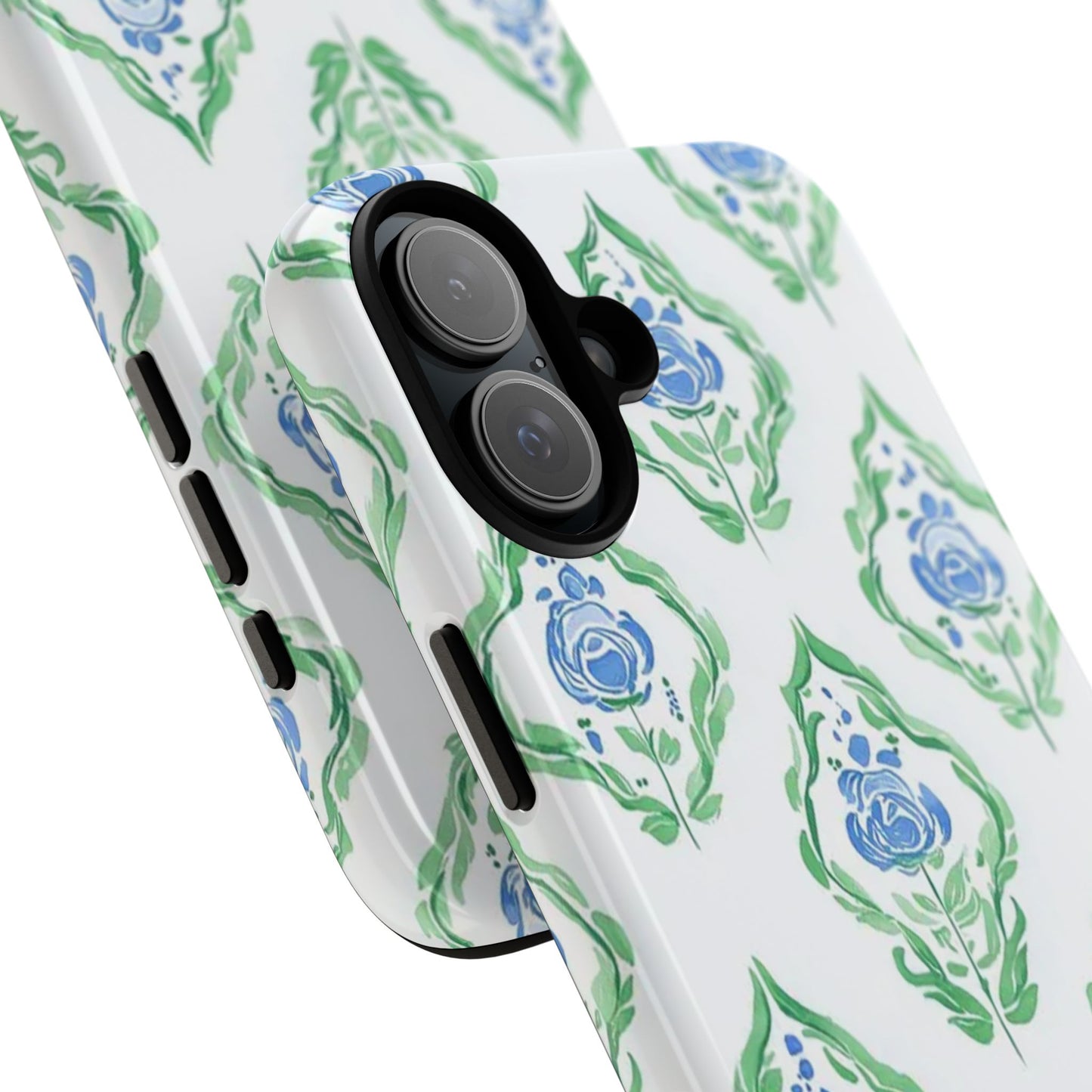 Blue Rose Grandmillennial Monogram Phone Case Personalized