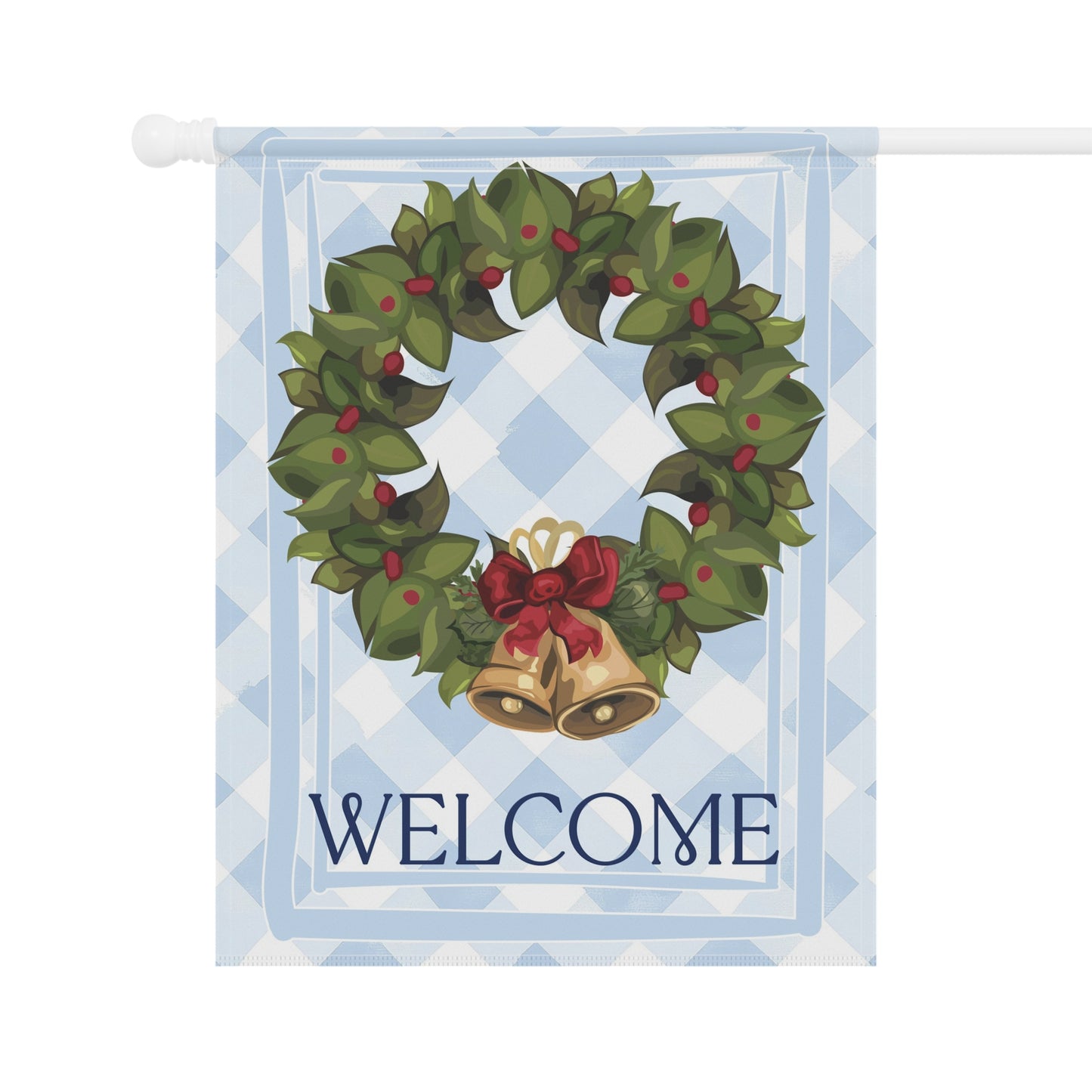 Wreath with Bells Welcome Garden Flag | House Banner, Christmas Porch Decor