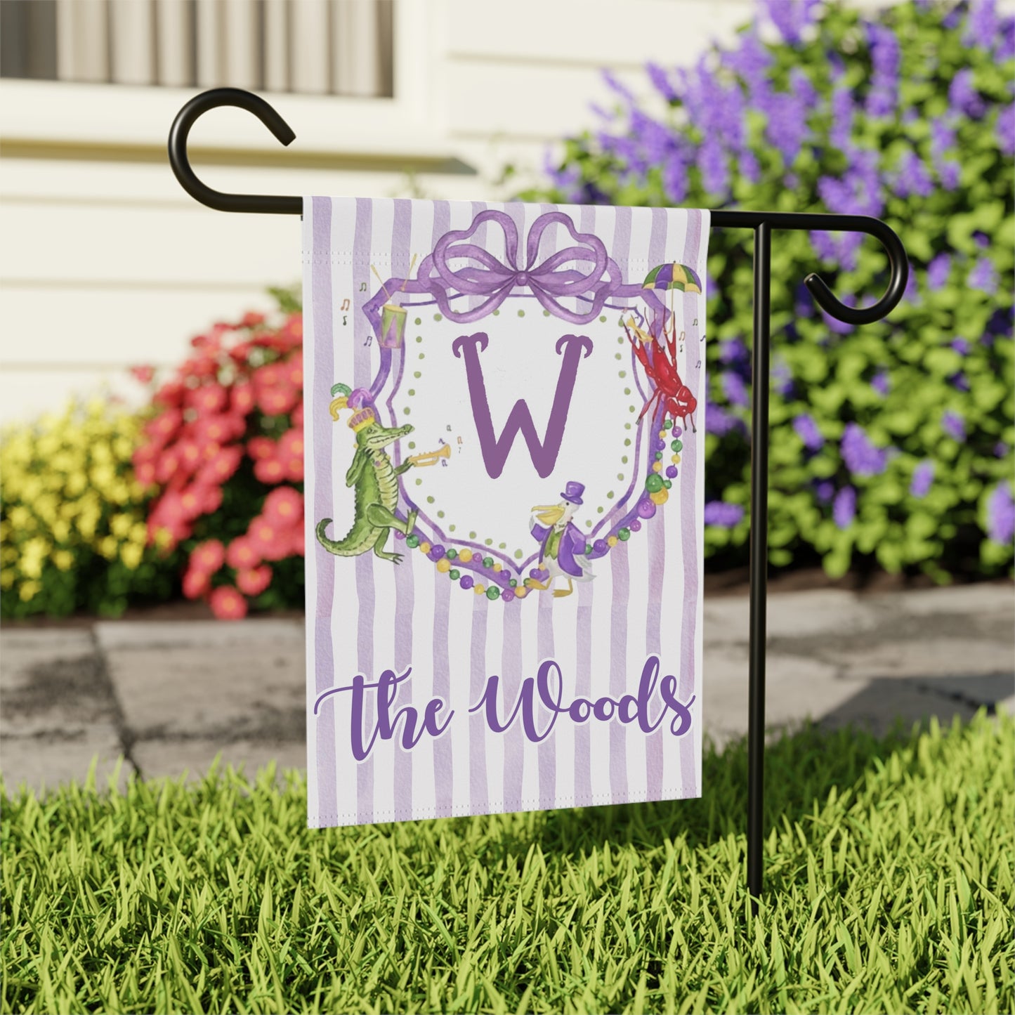 Personalized Mardi Gras Garden Flag