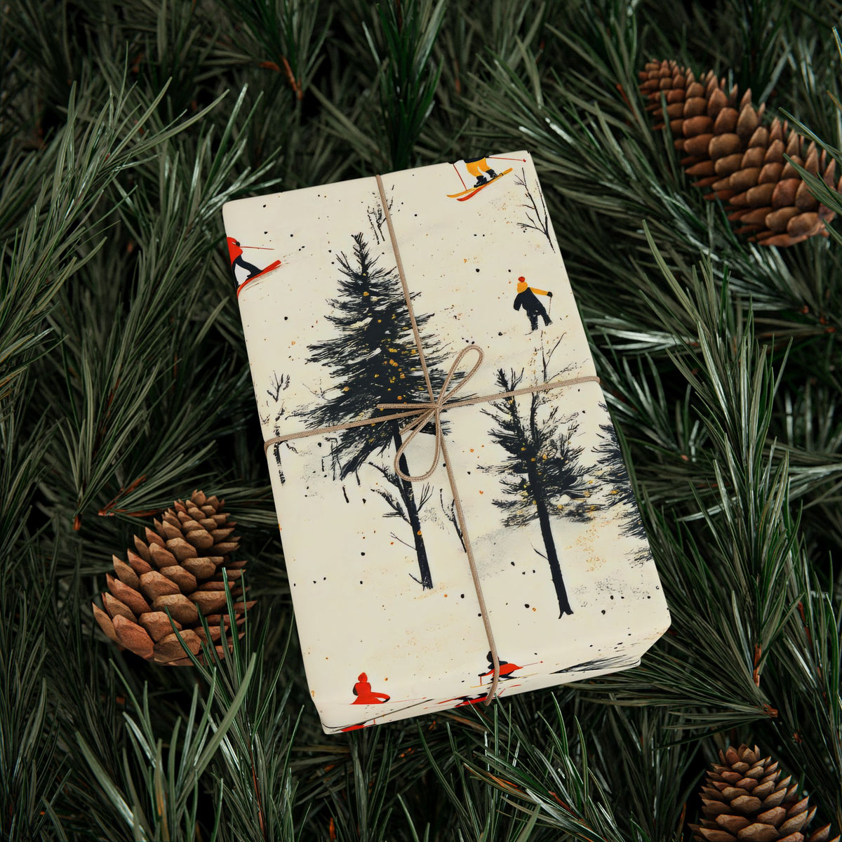 Skiing Wrapping Paper Winter Sports Gift Wrap Ski Lodge Aesthetic Wrapping Paper Christmas Gift Wrap Unique Holiday Wrapping for Ski Lovers