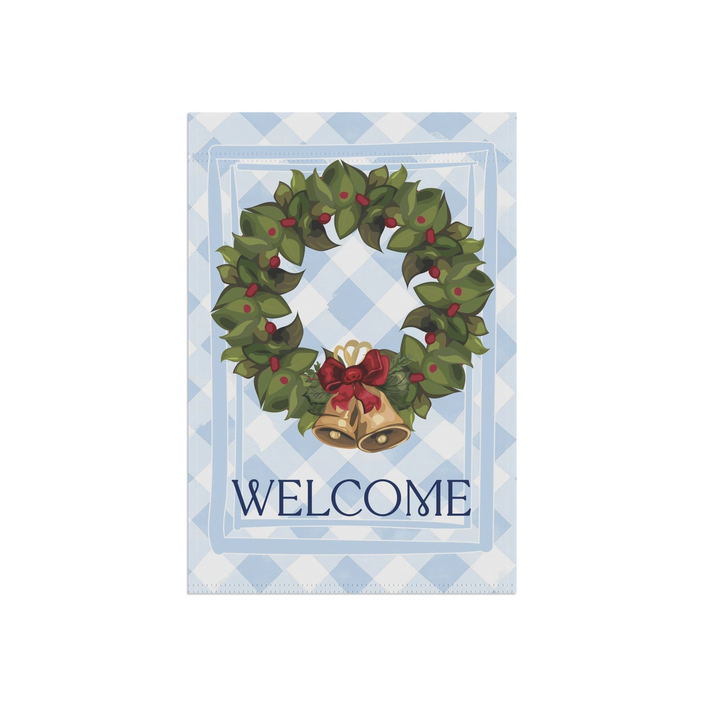 Wreath with Bells Welcome Garden Flag | House Banner, Christmas Porch Decor