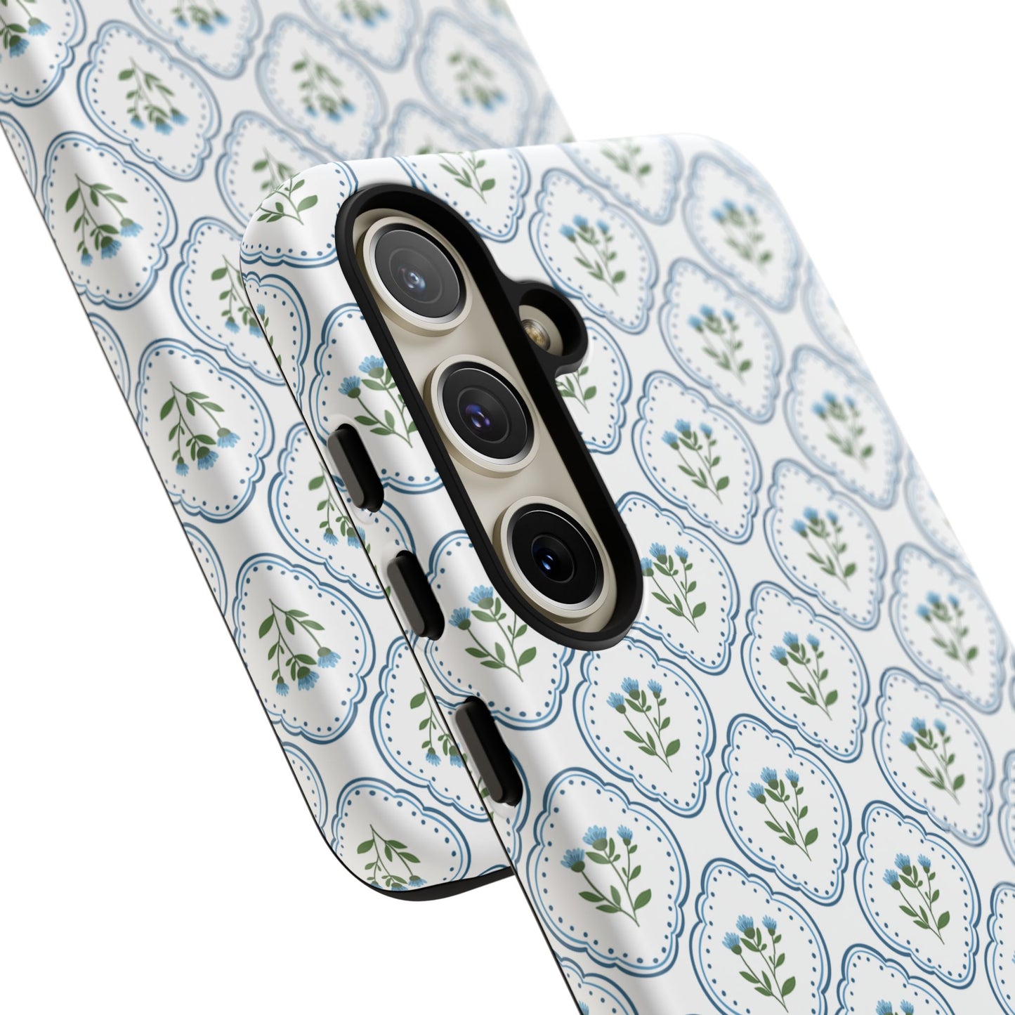 Blue Cottage Floral Monogram phone case