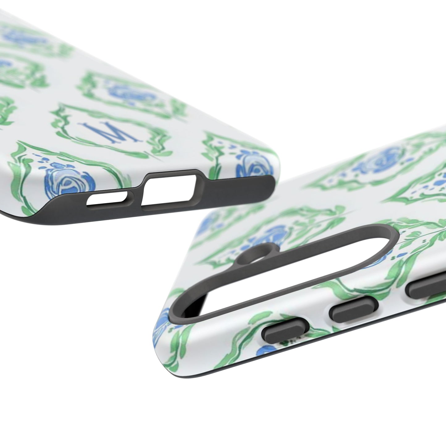 Blue Rose Grandmillennial Monogram Phone Case Personalized