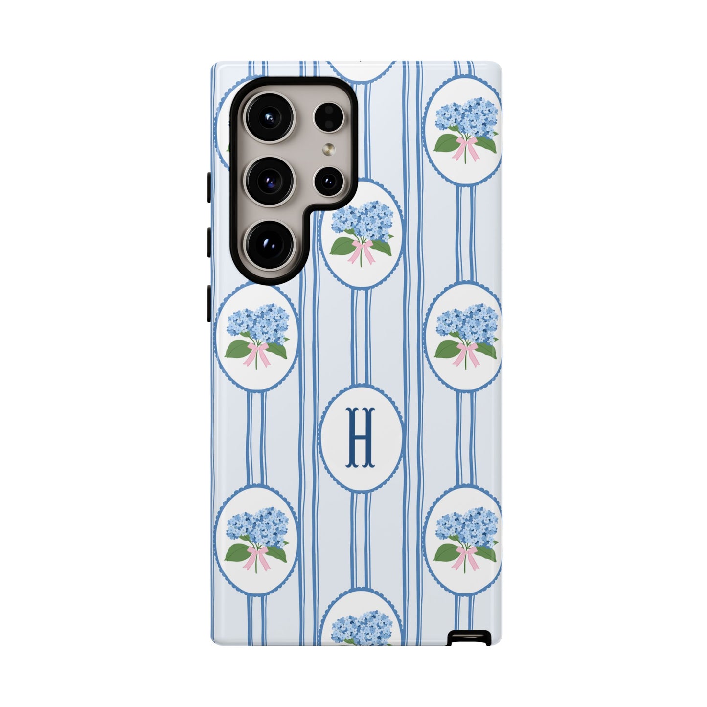 Blue Hydrangea Personalized Preppy Phone Case