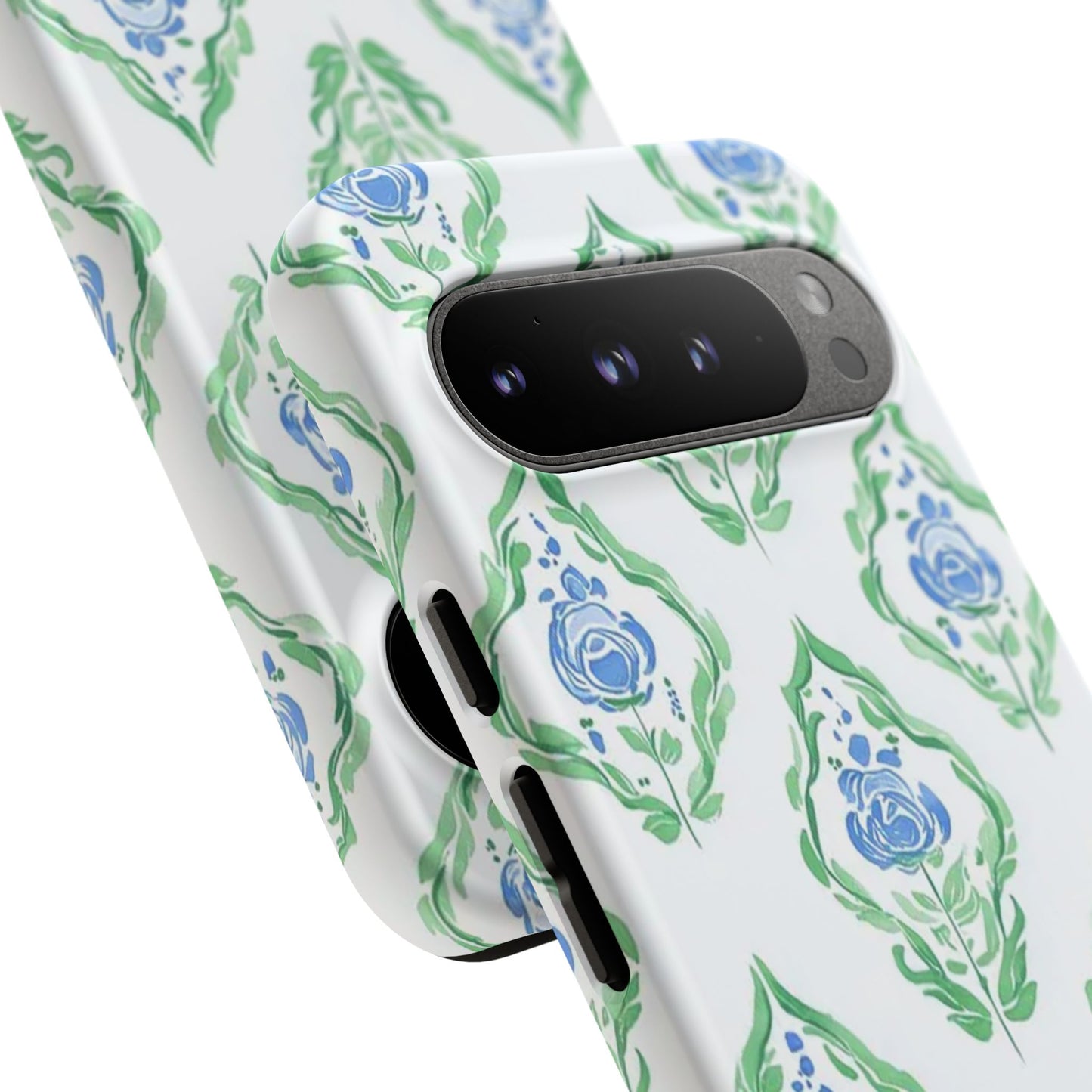 Blue Rose Grandmillennial Monogram Phone Case Personalized