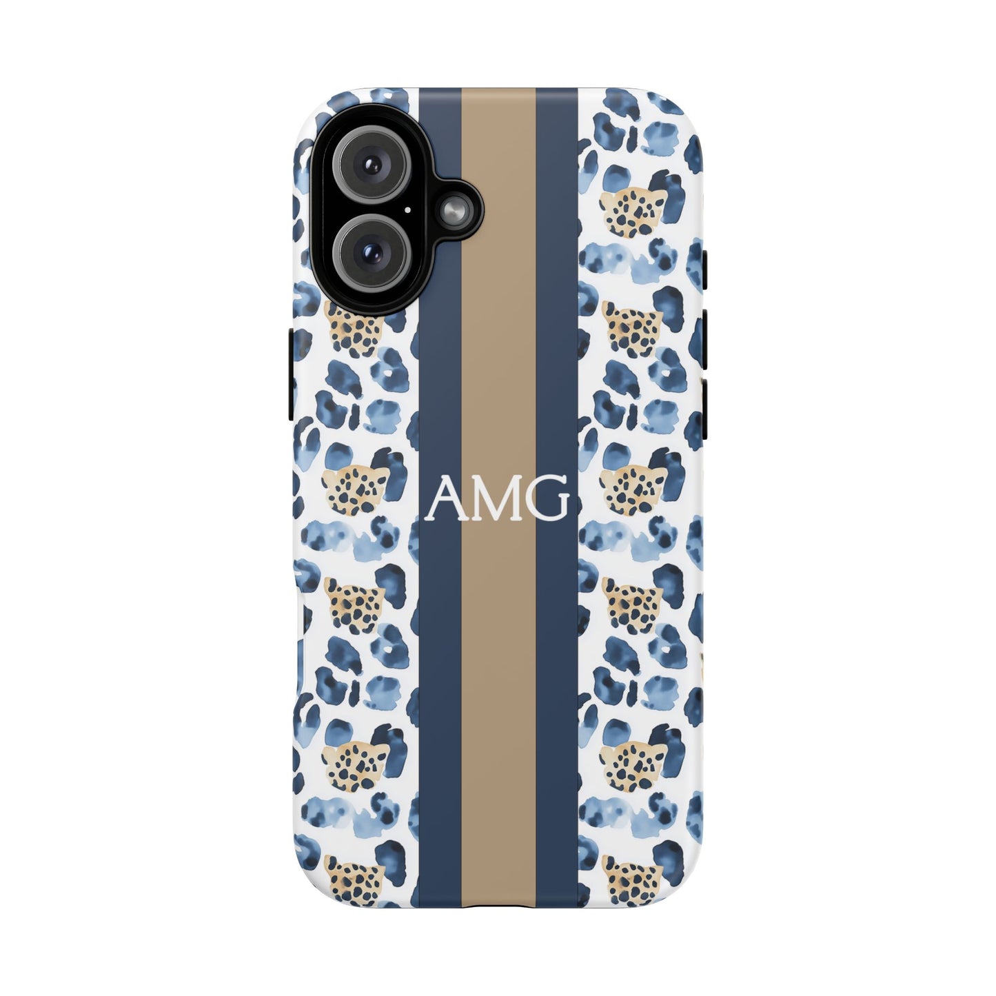 Blue Leopard Monogram Phone Case