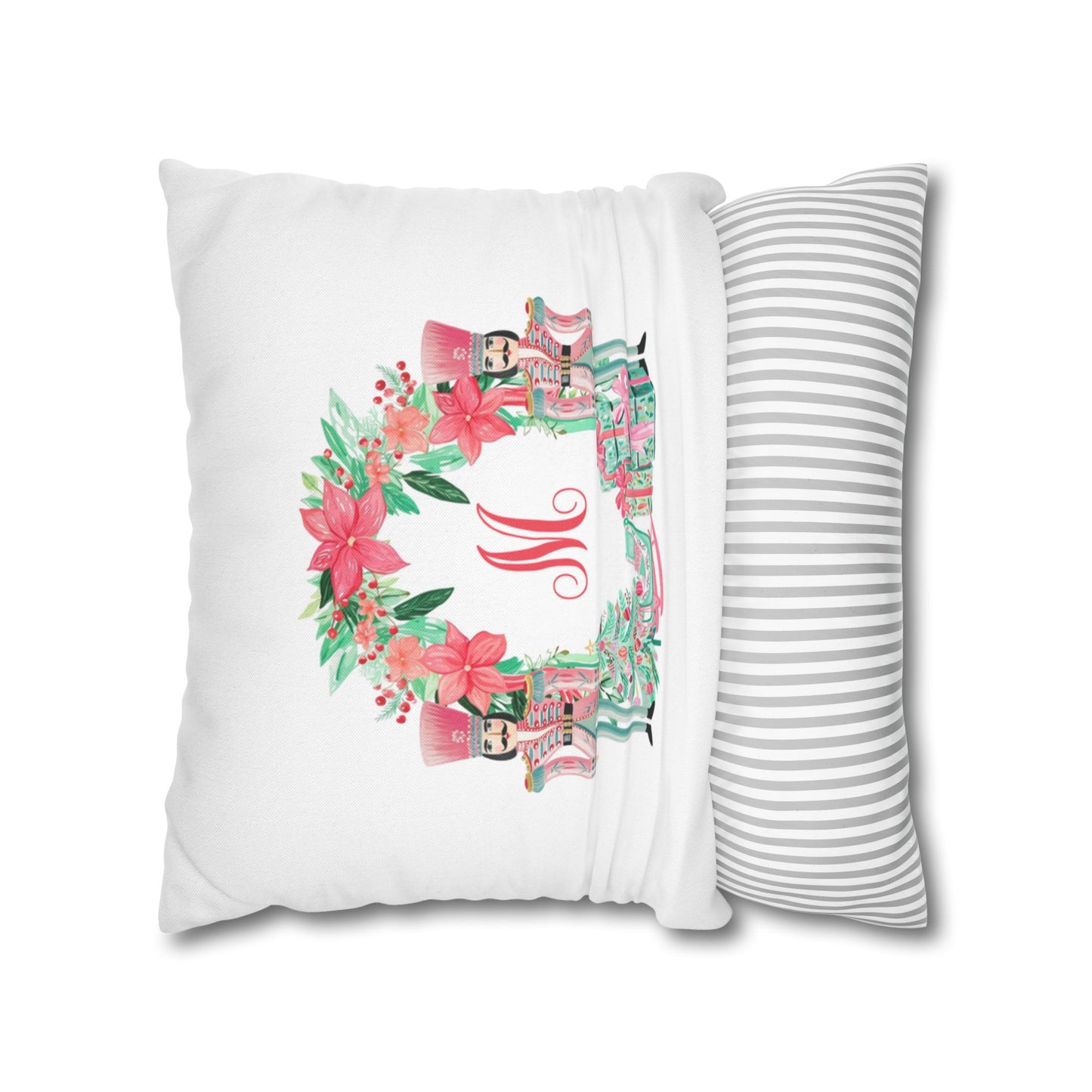 Pink Nutcracker Wreath Pillowcase | Square Pillowcase