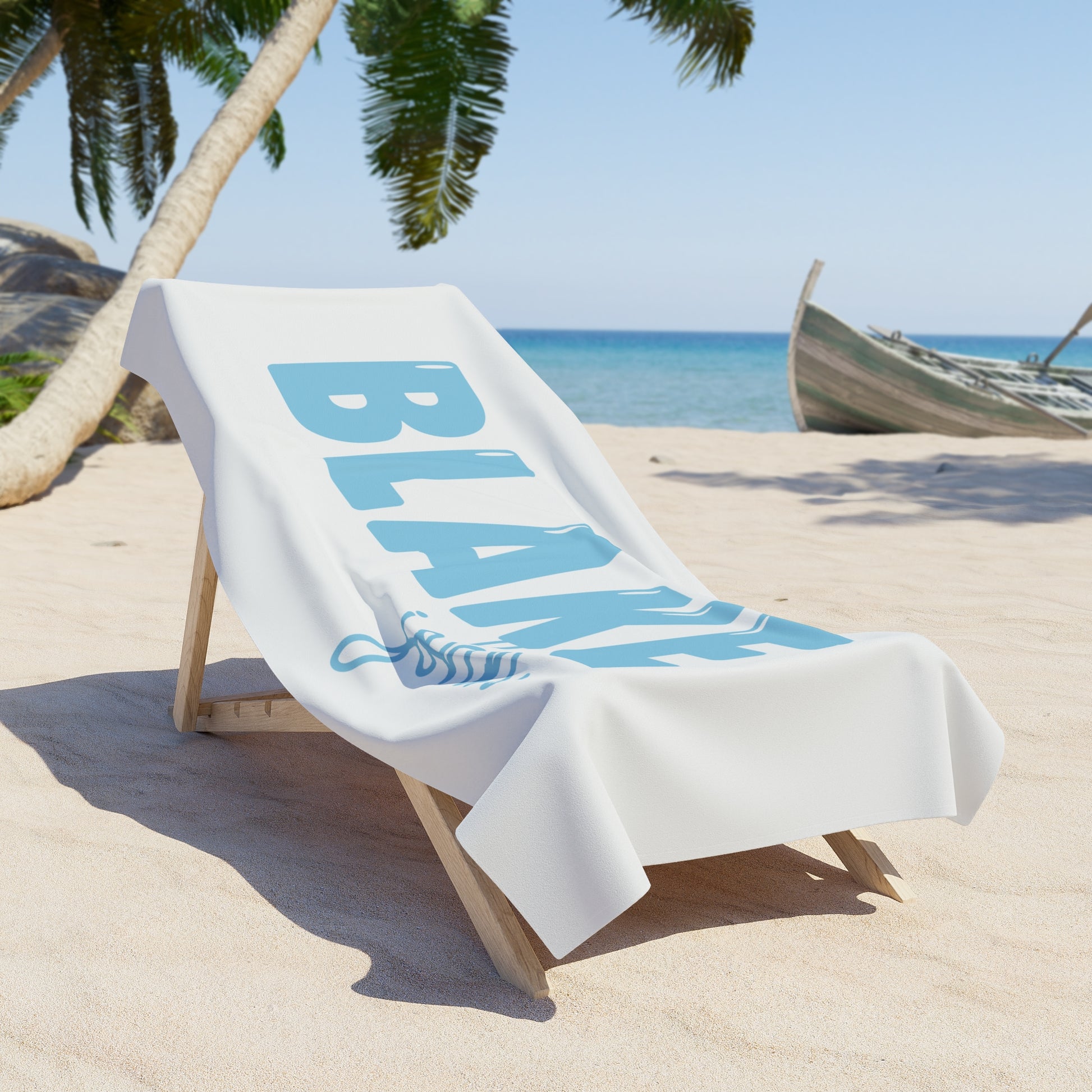 Personalized Beach Towel Blue Bubble
