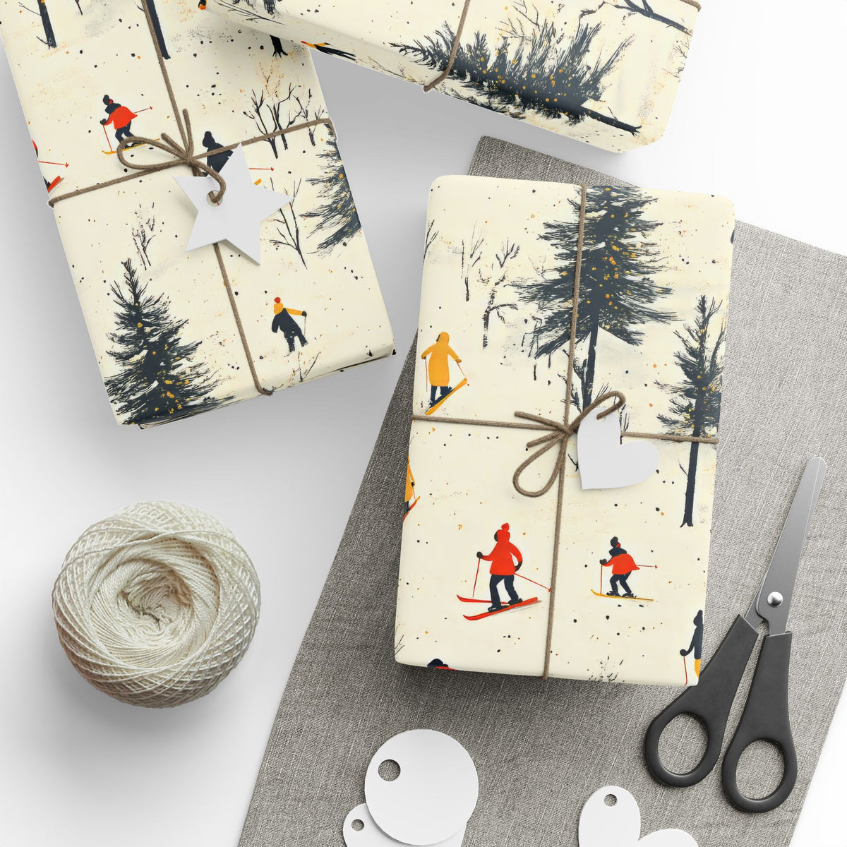Skiing Wrapping Paper Winter Sports Gift Wrap Ski Lodge Aesthetic Wrapping Paper Christmas Gift Wrap Unique Holiday Wrapping for Ski Lovers