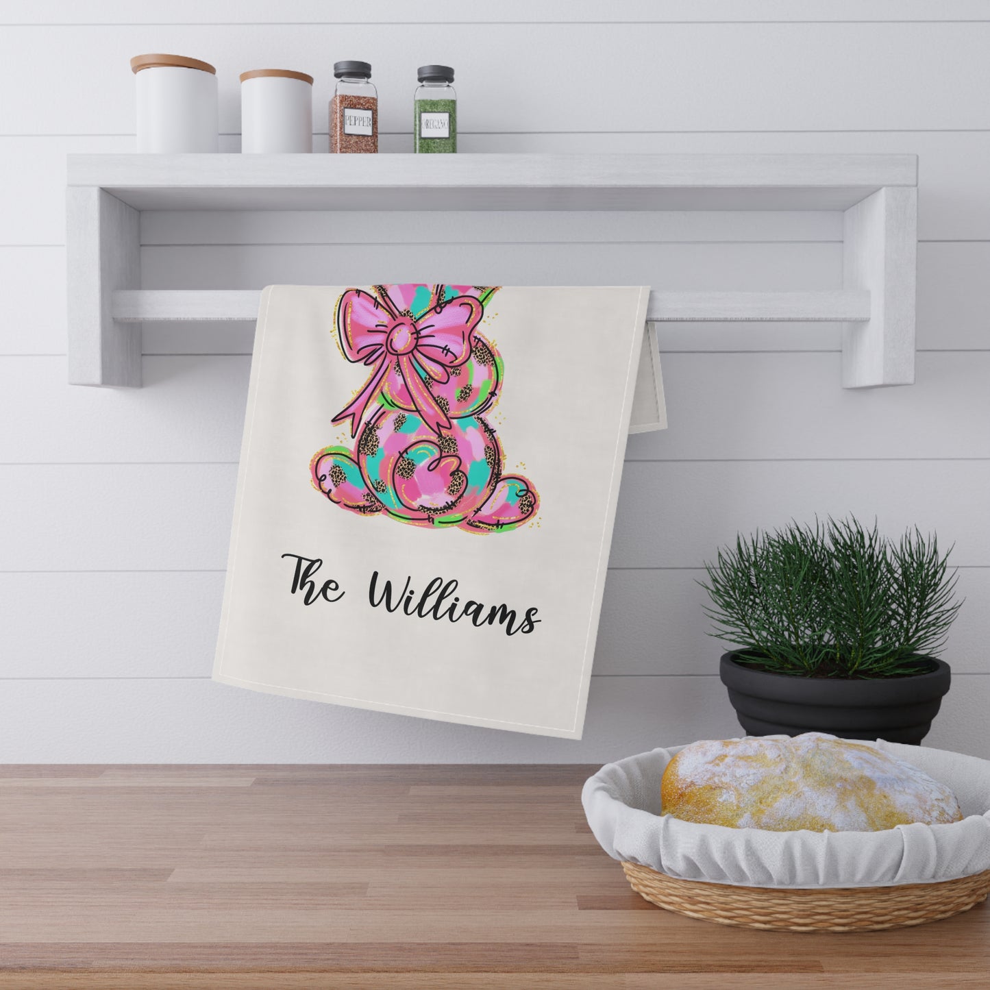 Personalized Bright Easter Tea Towel