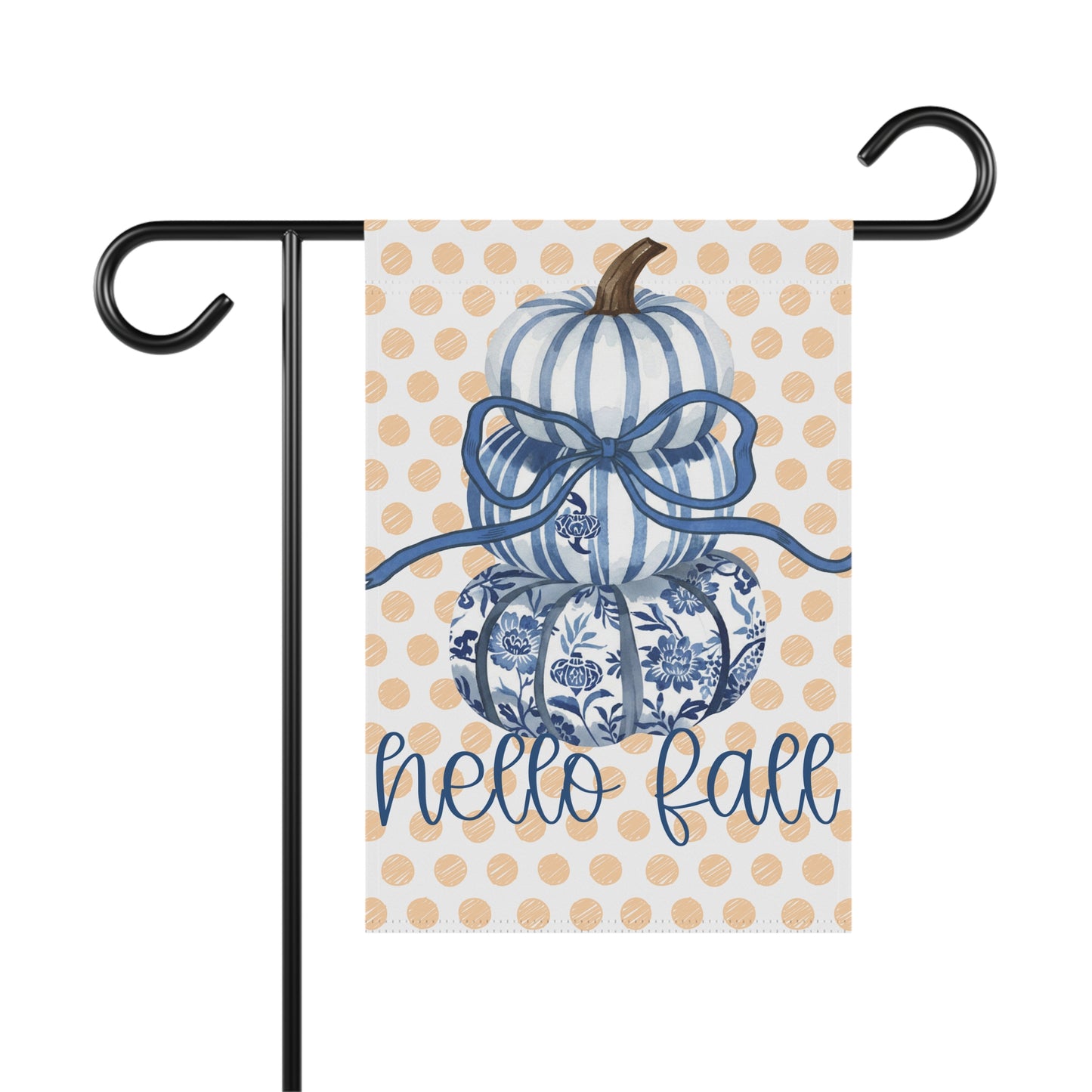 Blue Floral Pumpkins Hello Fall Garden Flag | House Banner