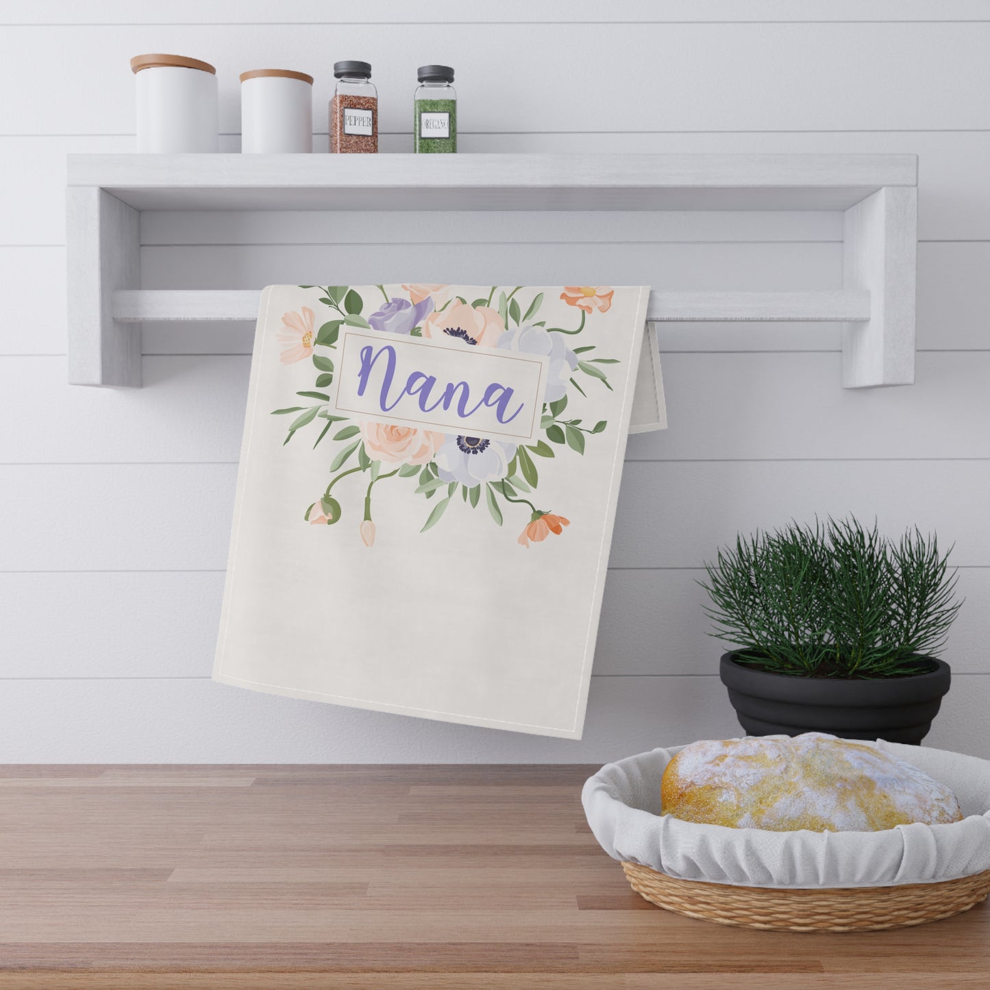Personalized Floral Tea Towel