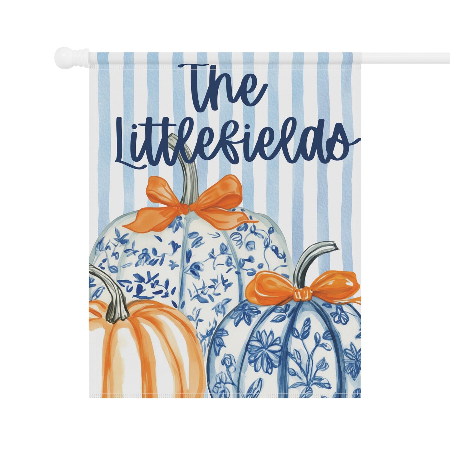 Blue Floral Pumpkins Garden Flag |