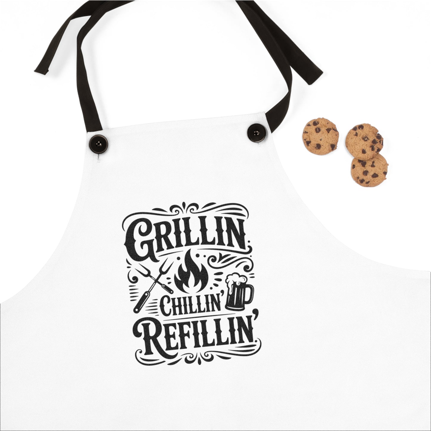 Fathers Day Gift Grillin Chillin Refillin Apron | BBQ Cooking Apron, Barbecue Chef Apron