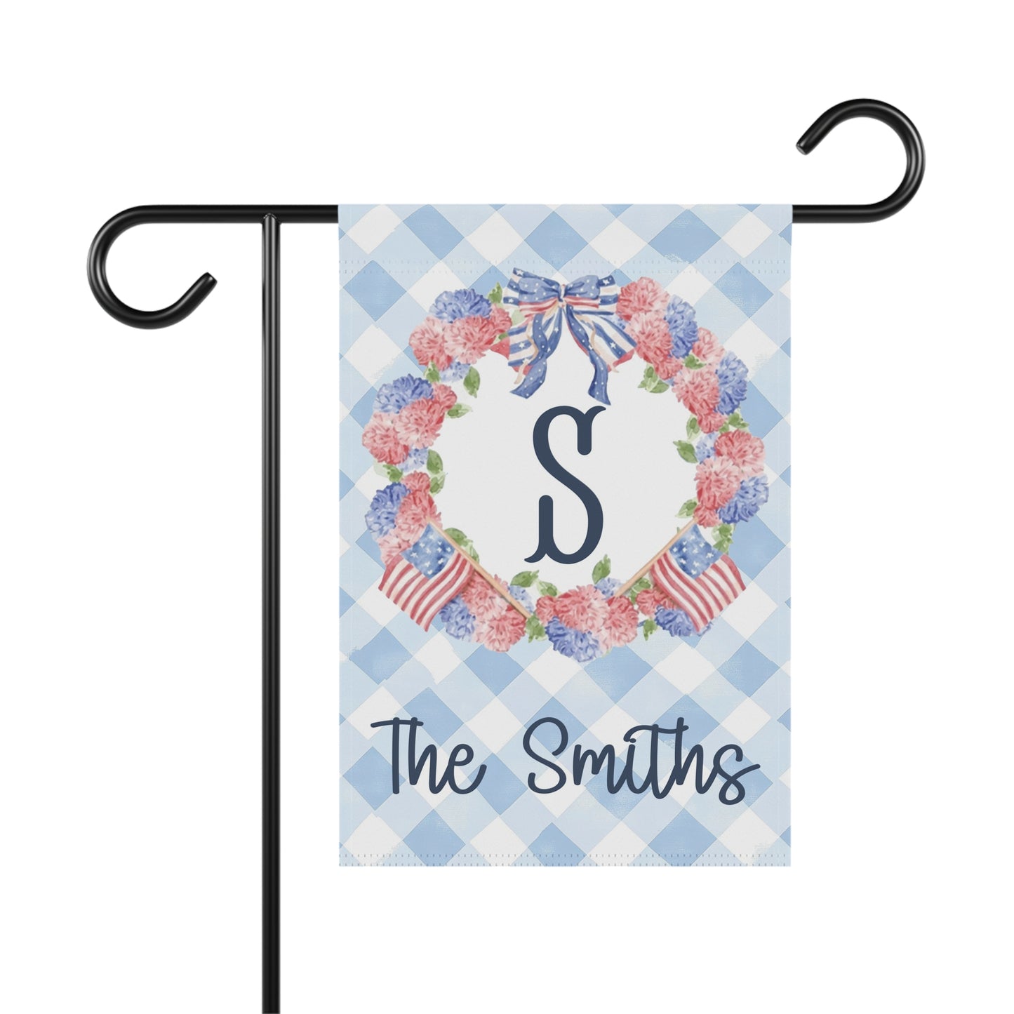 Personalized Patriotic Wreath Garden Flag