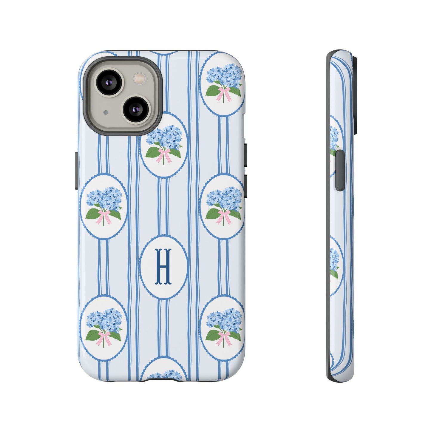 Blue Hydrangea Personalized Preppy Phone Case