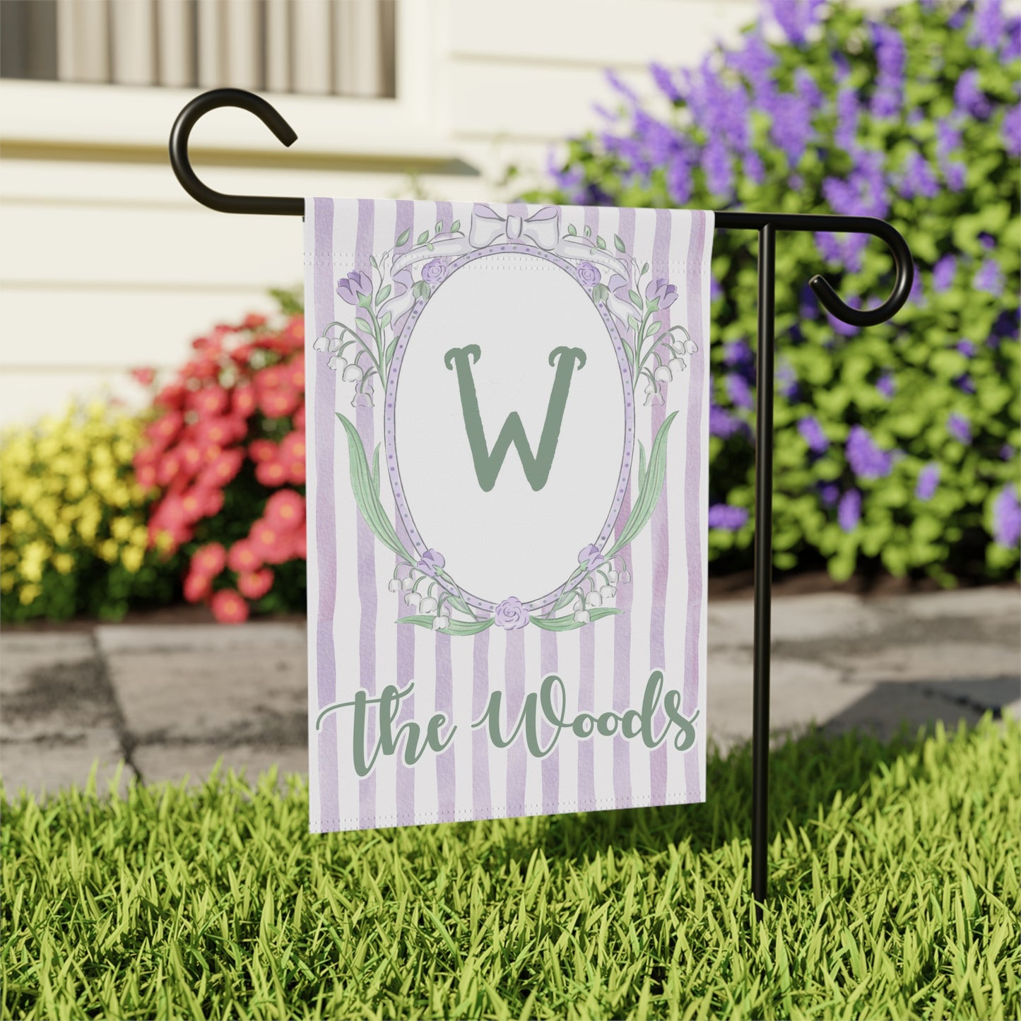 Spring Lily of Valley Monogram Garden Flag