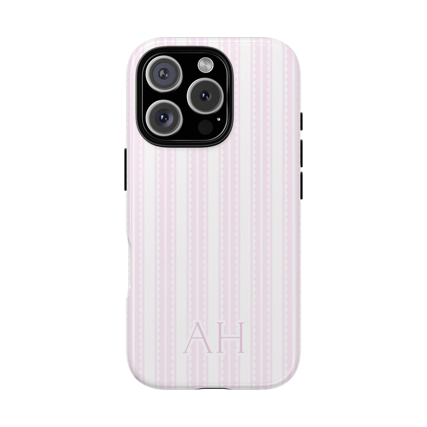 Personalized Pink Scallop Lace Pinstripe Phone Case