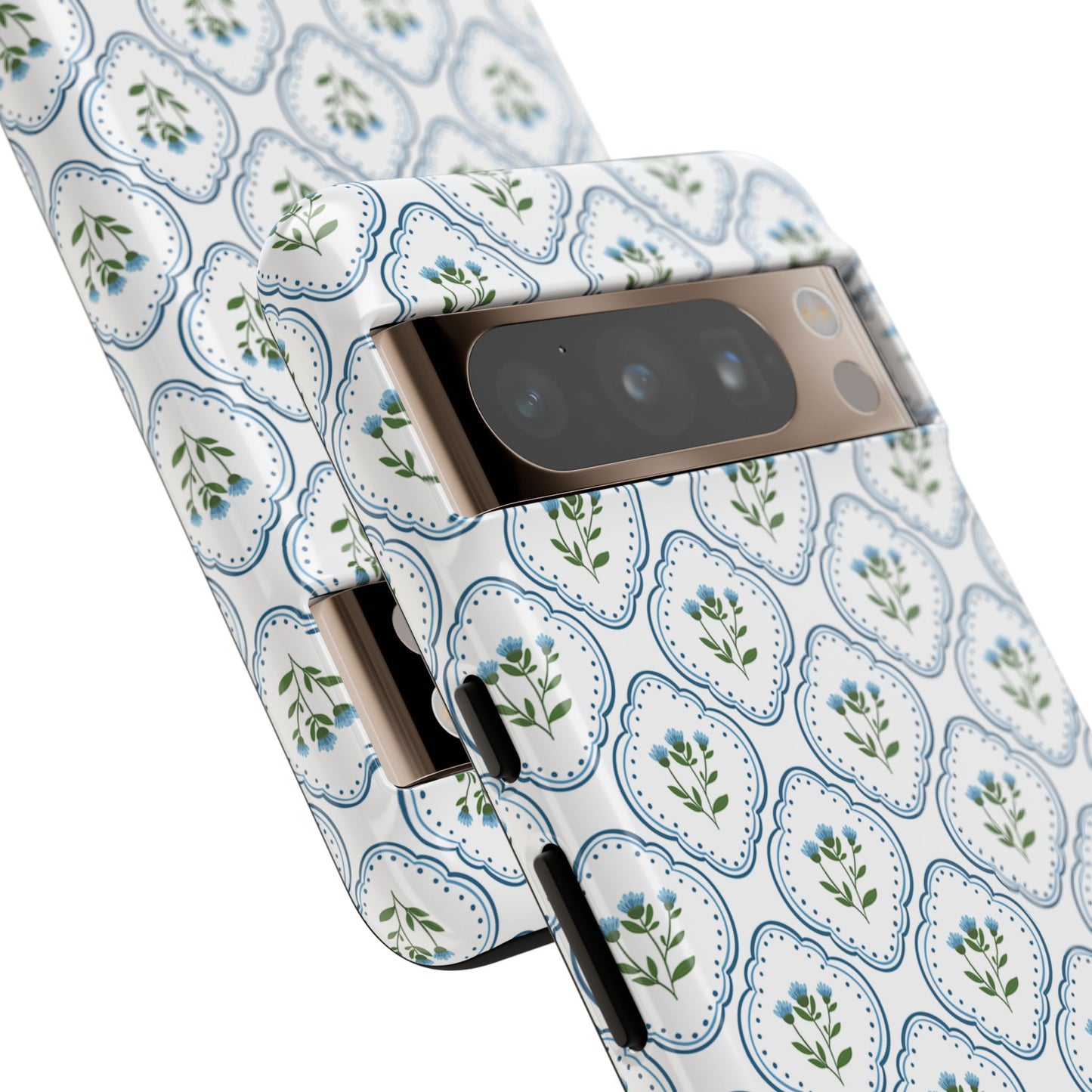 Blue Cottage Floral Monogram phone case
