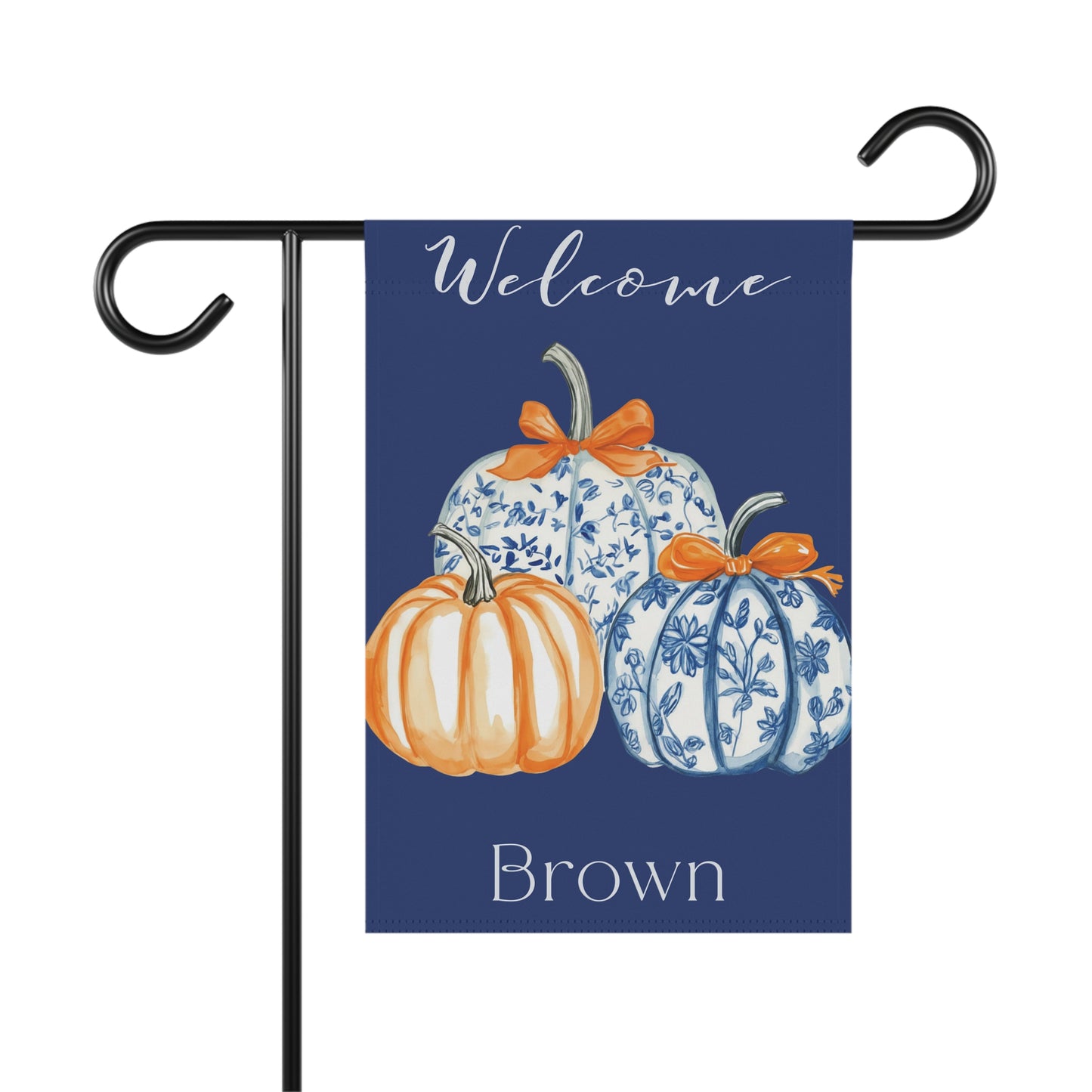 Blue Floral Pumpkins Garden Flag | Welcome House Banner