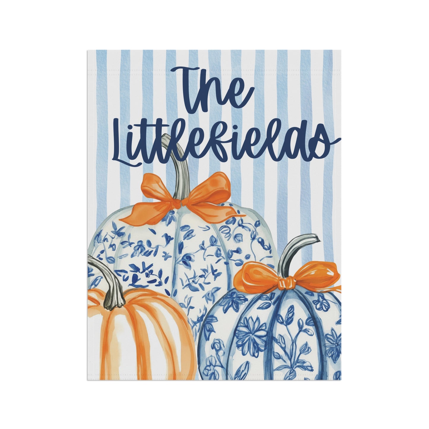 Blue Floral Pumpkins Garden Flag |