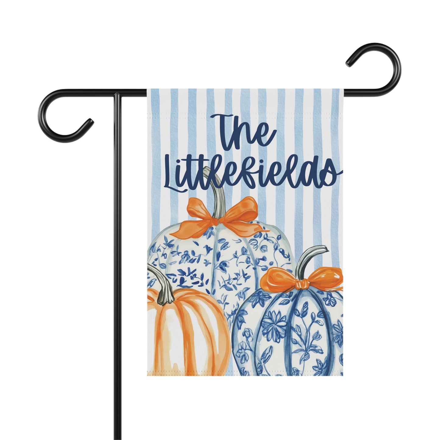 Blue Floral Pumpkins Garden Flag |
