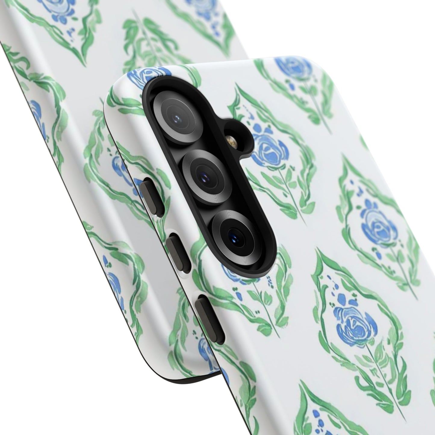 Blue Rose Grandmillennial Monogram Phone Case Personalized